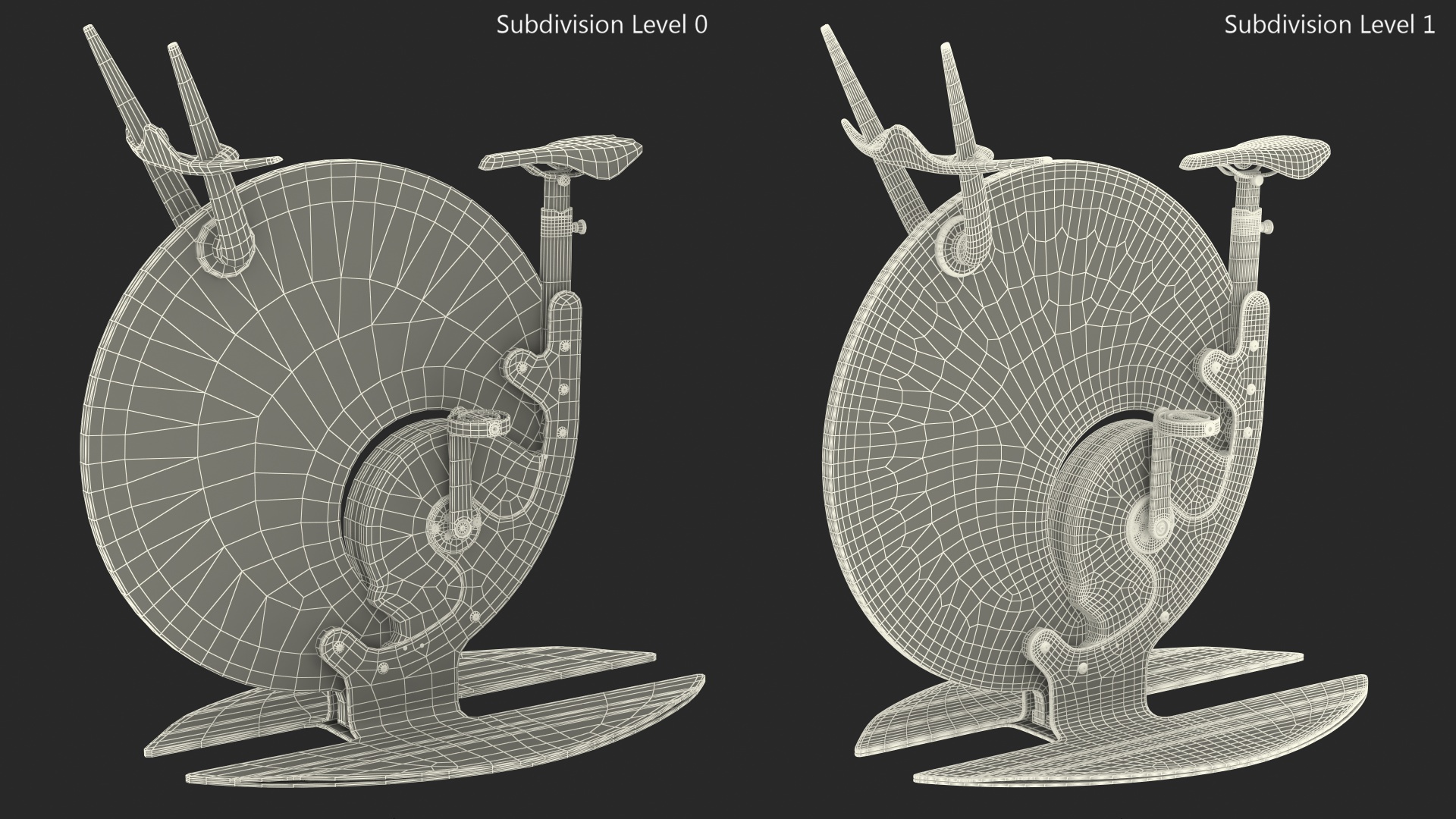 3D Futuristic Exercise Bike Ciclotte Steel Rigged