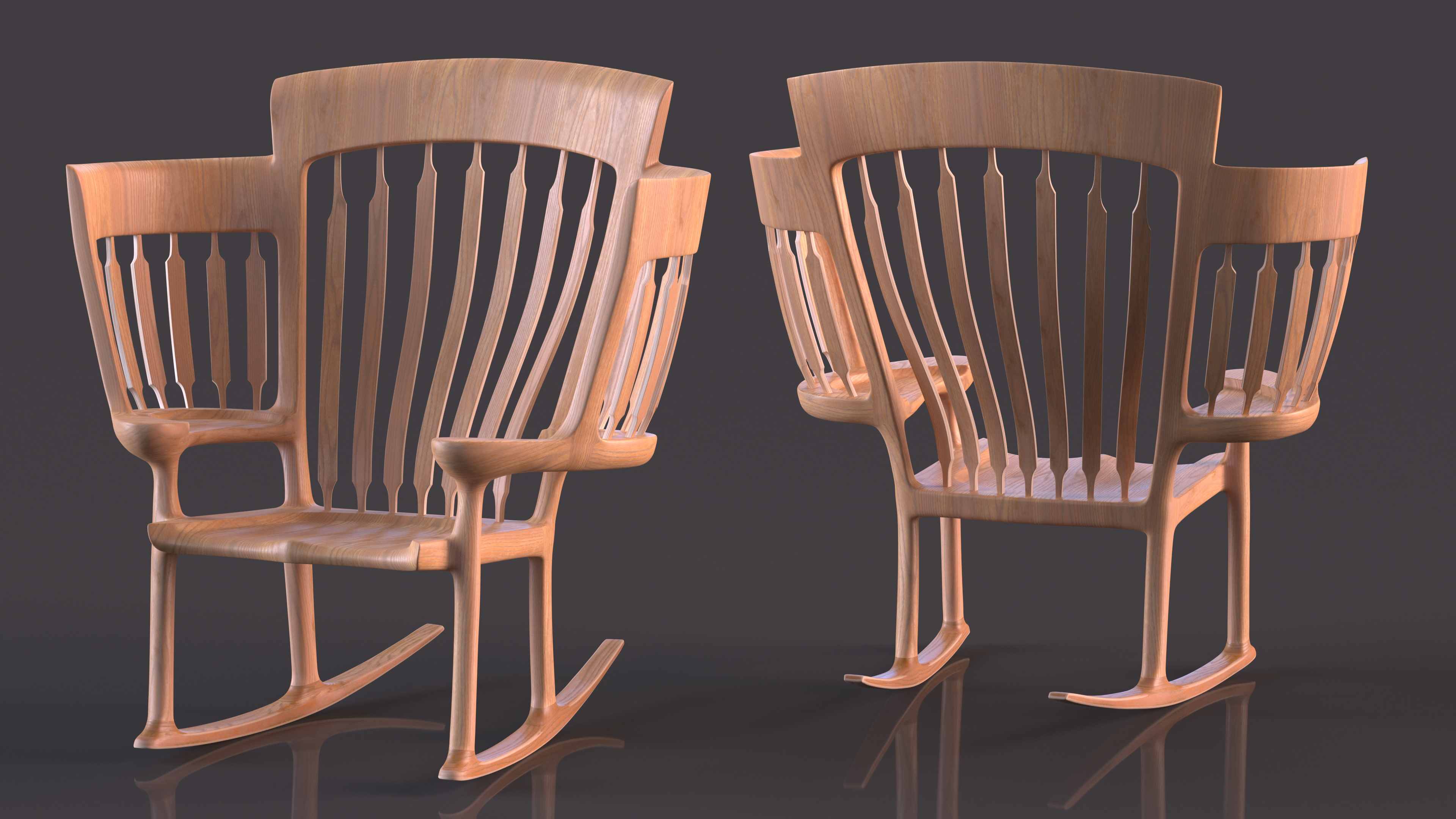 3D model Triple Rocking Chair