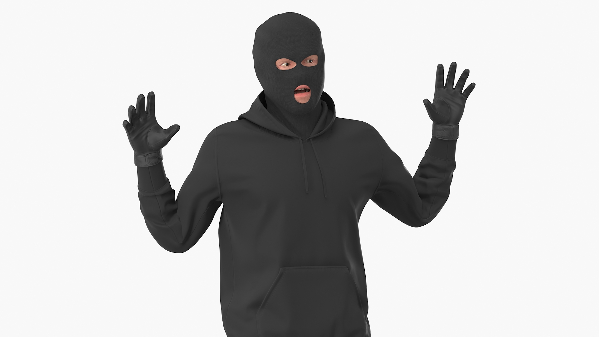 3D model Thief Male Figure in Balaclava Surrender Pose
