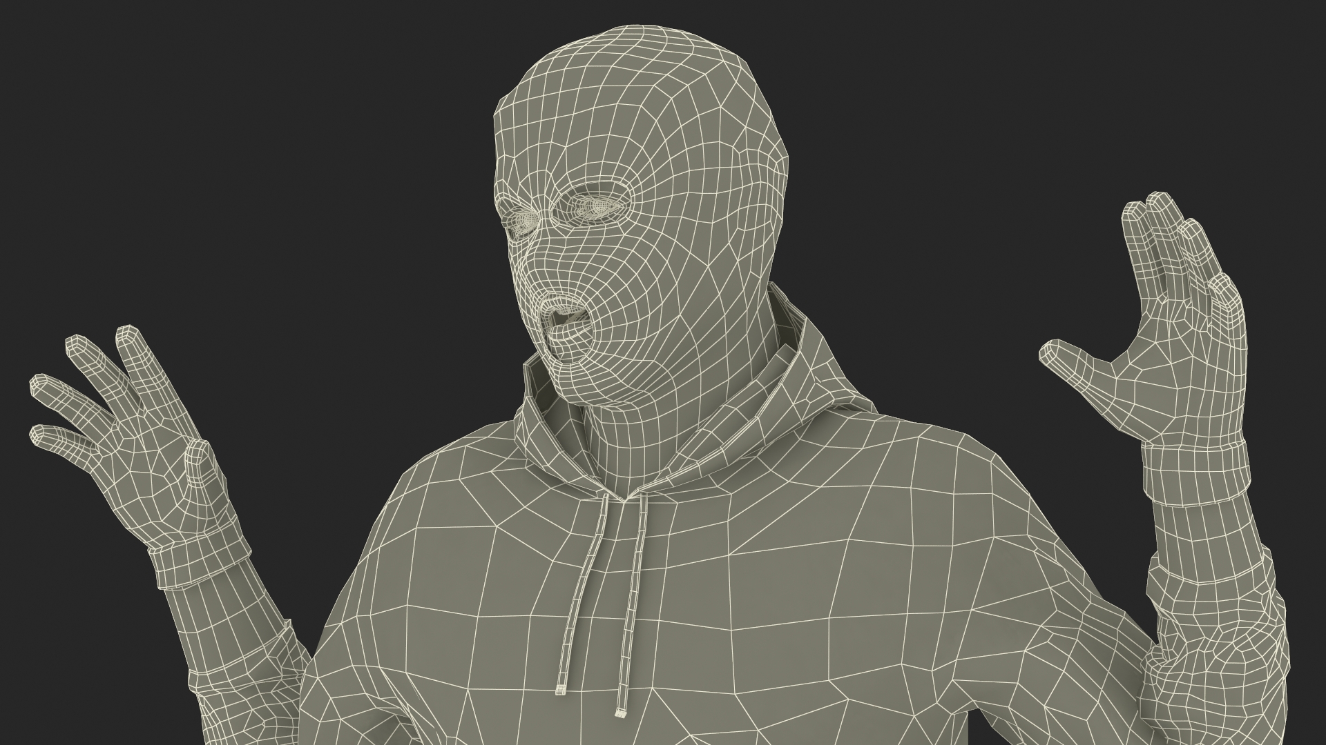 3D model Thief Male Figure in Balaclava Surrender Pose