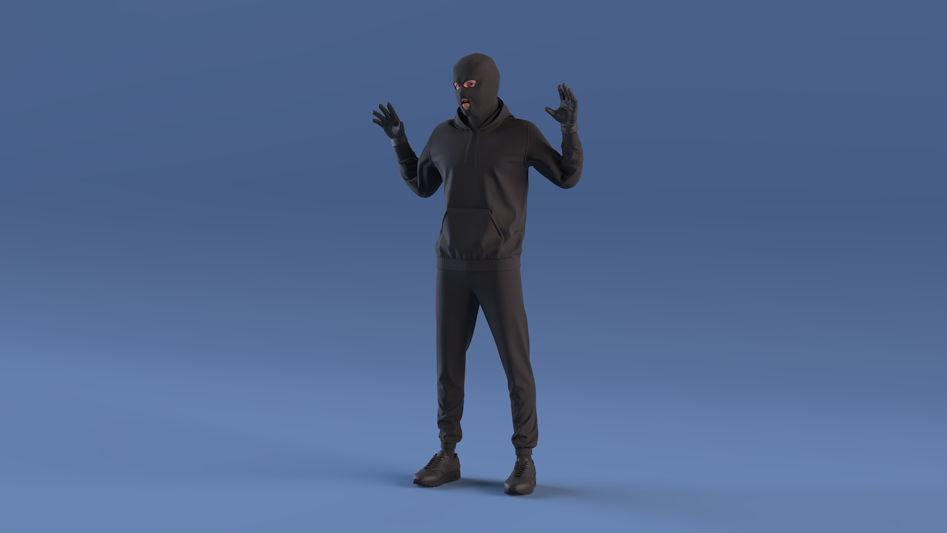 3D model Thief Male Figure in Balaclava Surrender Pose