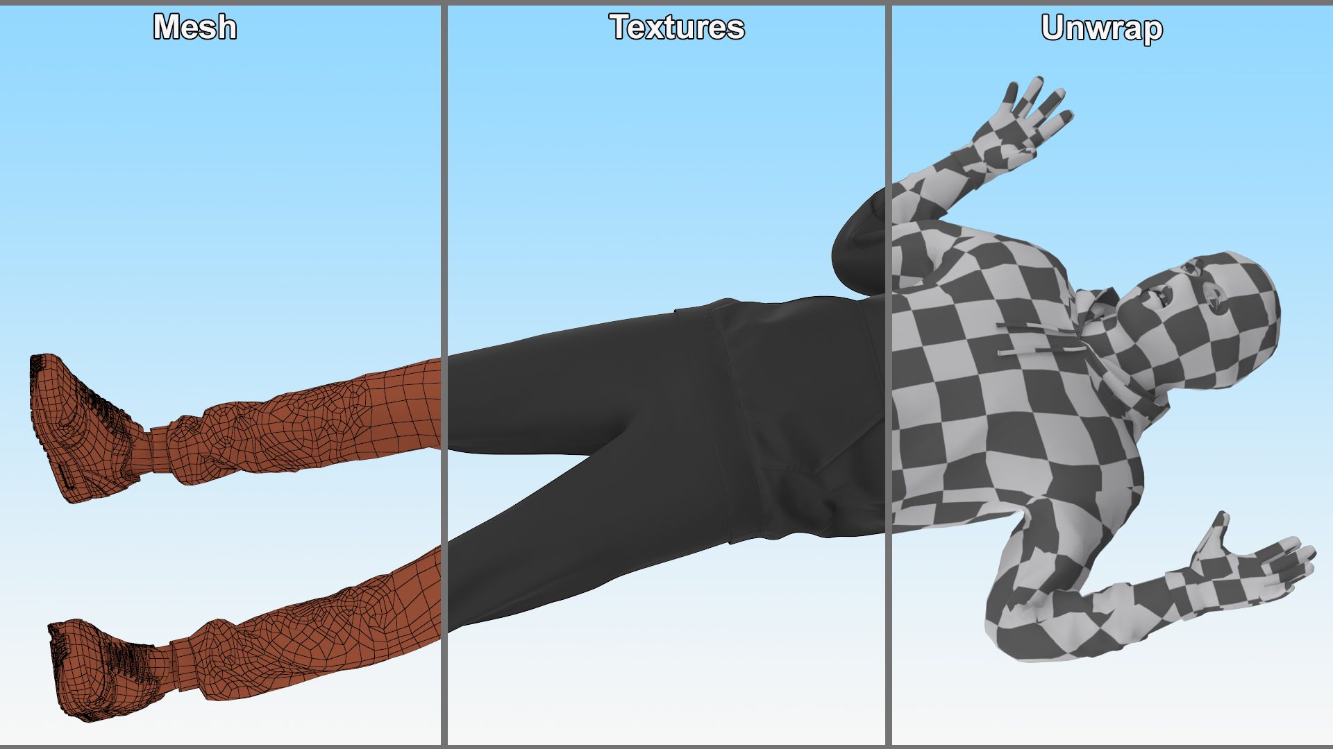 3D model Thief Male Figure in Balaclava Surrender Pose