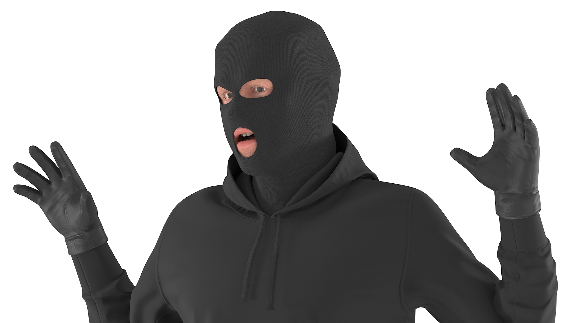 3D model Thief Male Figure in Balaclava Surrender Pose