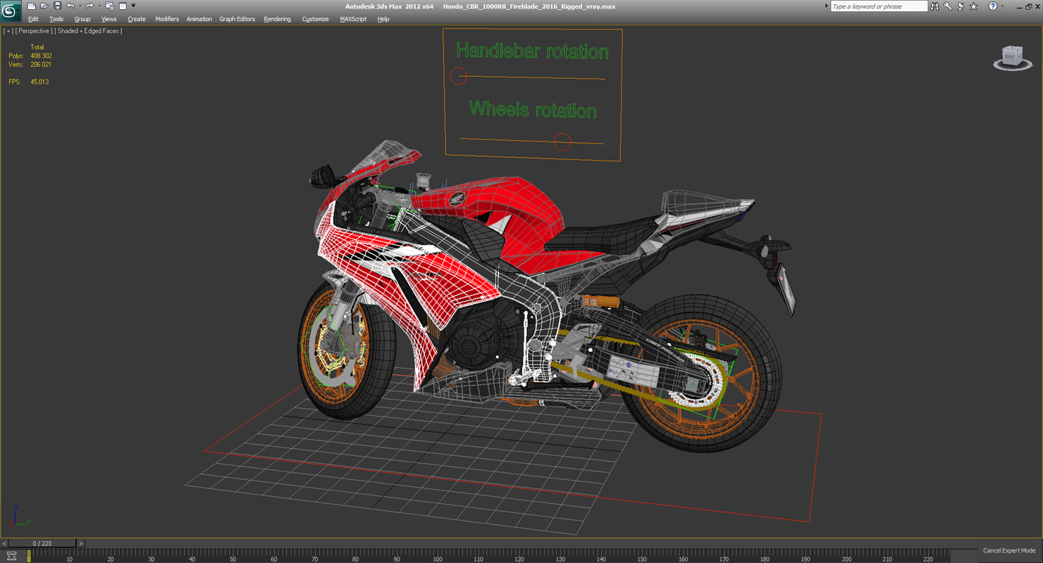New Honda CBR1000RR Fireblade SP 2016 Rigged 3D model