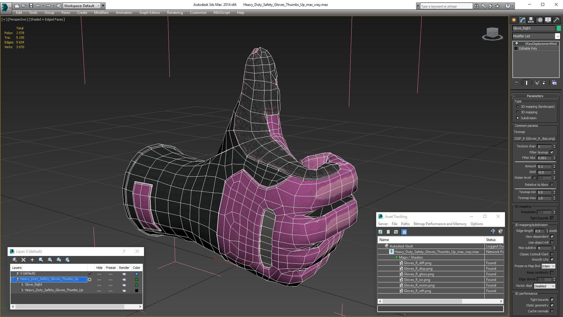 Heavy Duty Safety Gloves Thumbs Up 3D model