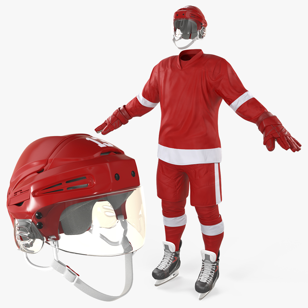 Hockey Gear Red 3D model preview