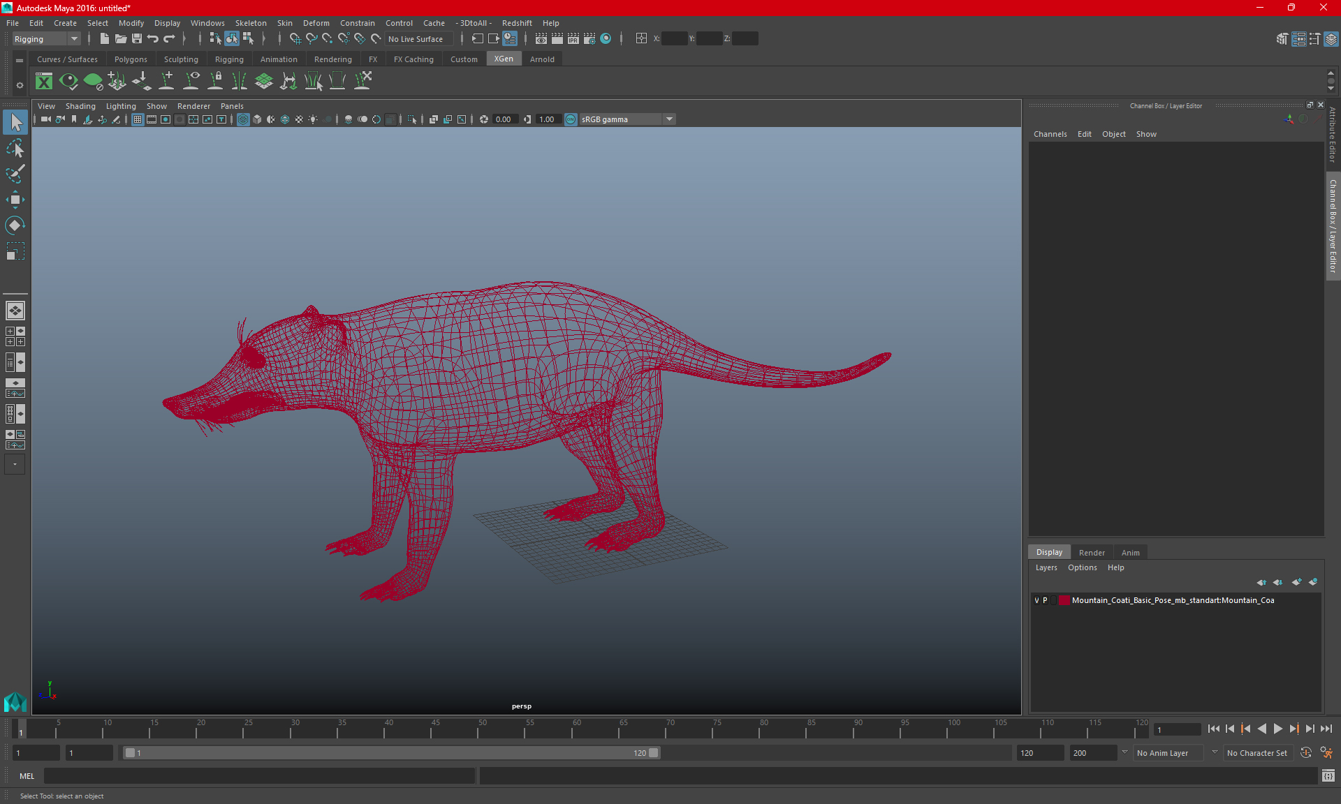 3D model Mountain Coati Basic Pose