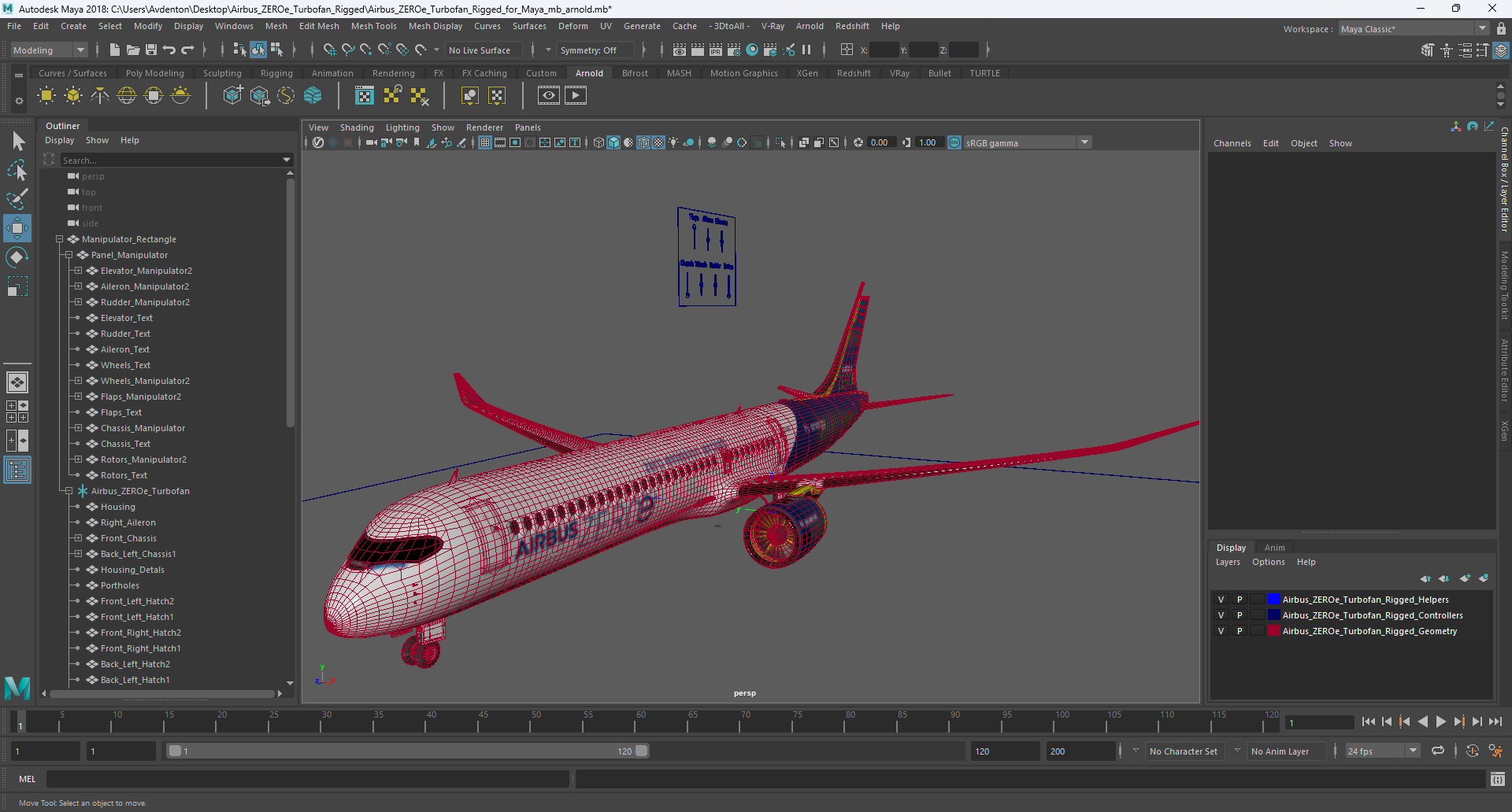 Airbus ZEROe Turbofan Rigged for Maya 3D