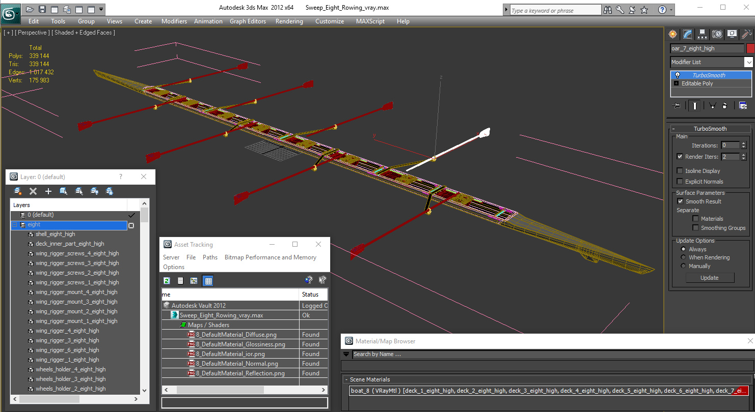3D Sweep Eight Rowing model