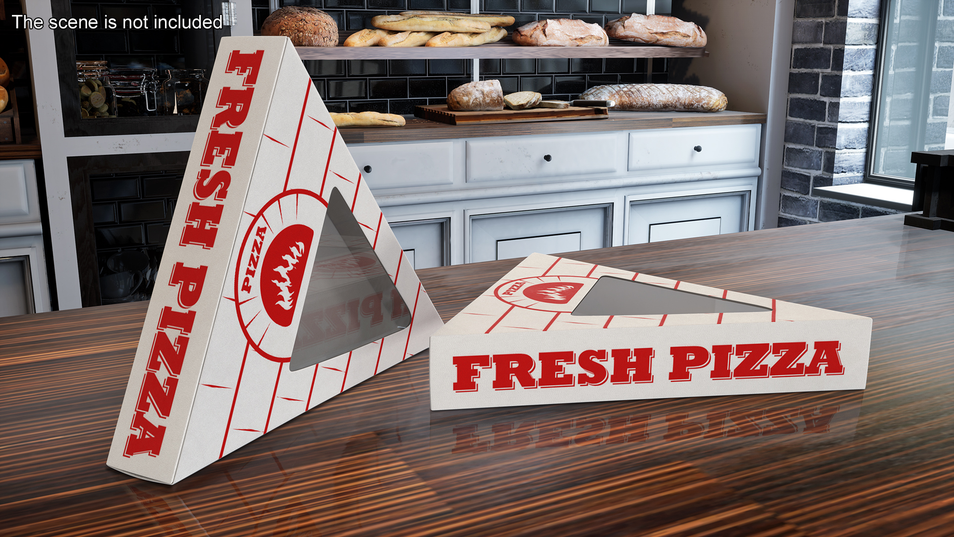 3D Triangle Pizza Slice Packaging Box with Window