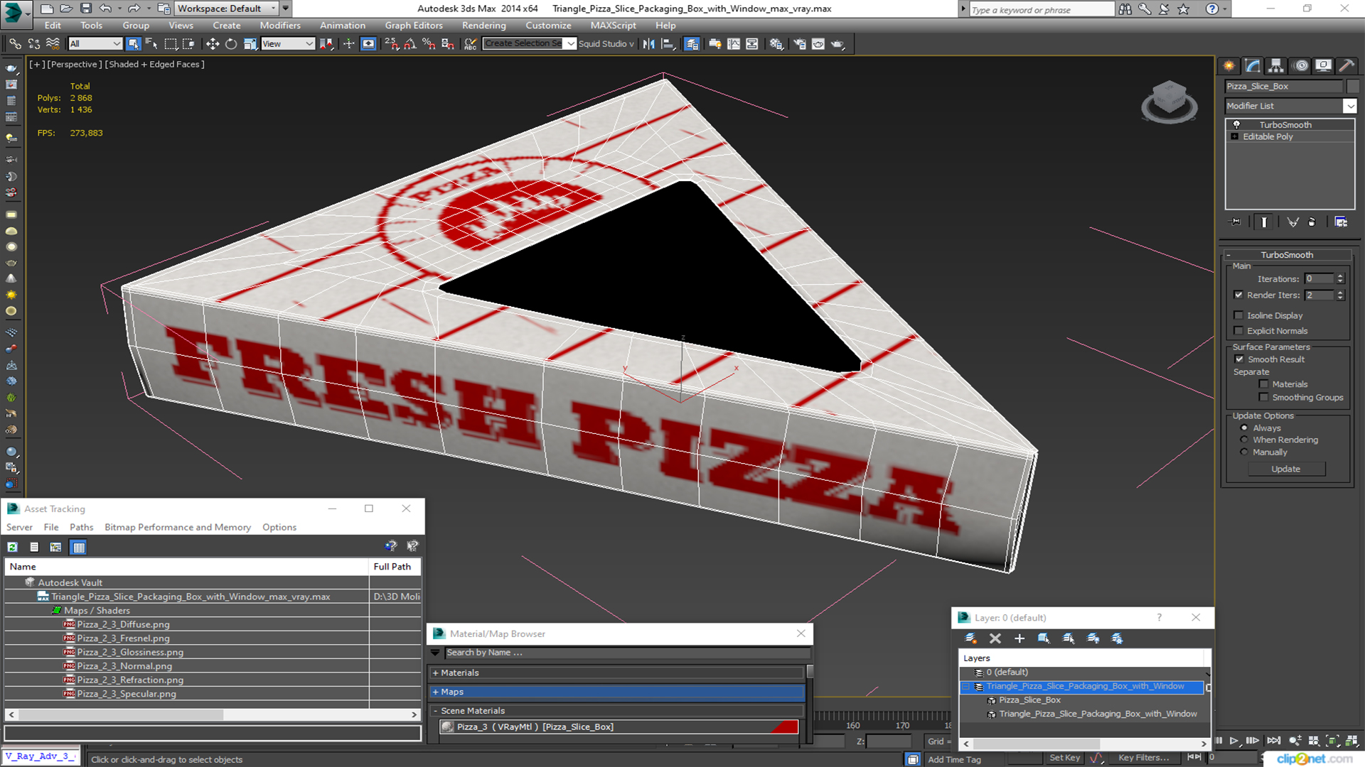 3D Triangle Pizza Slice Packaging Box with Window