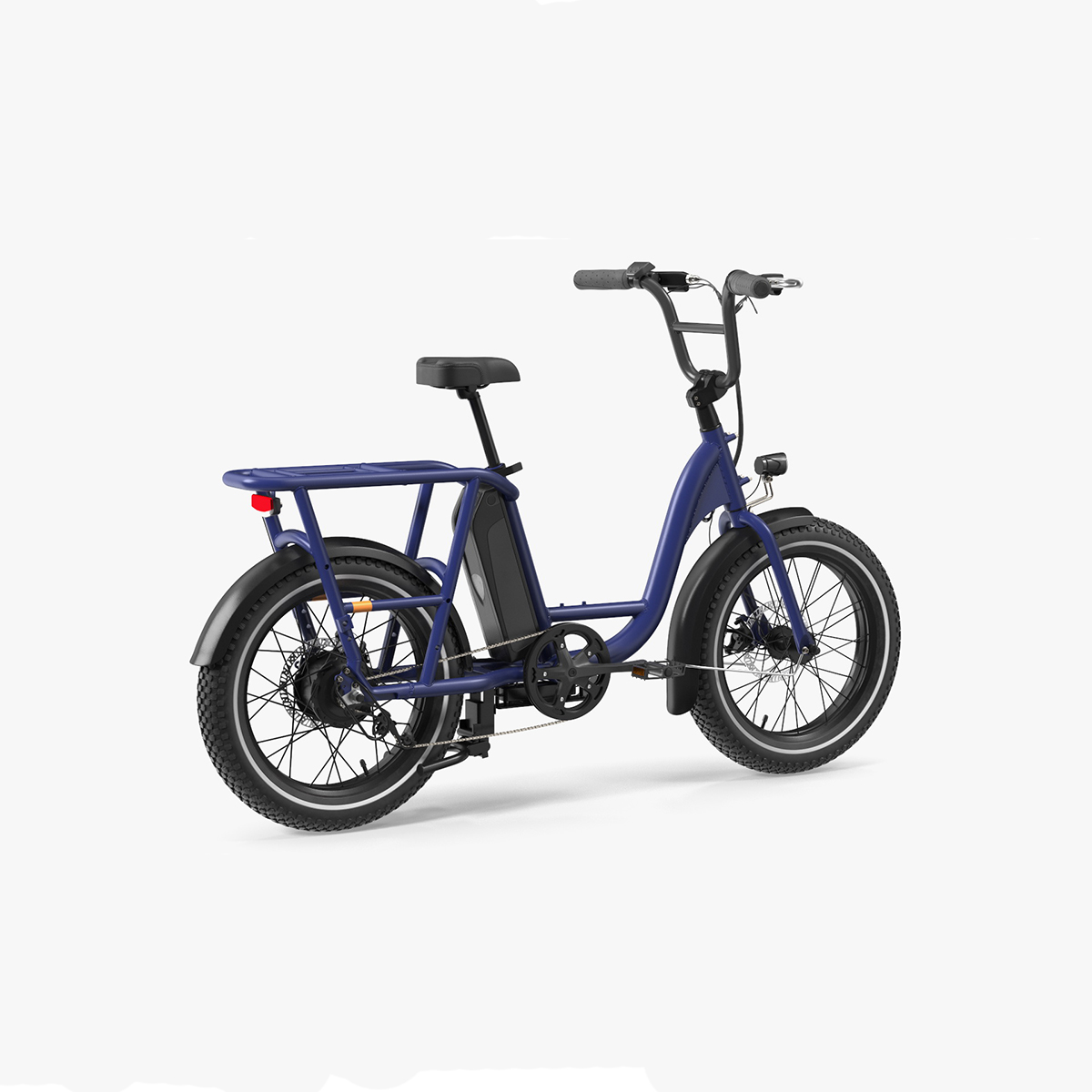 3D model Electric Cargo Bike Blue Rigged for Cinema 4D