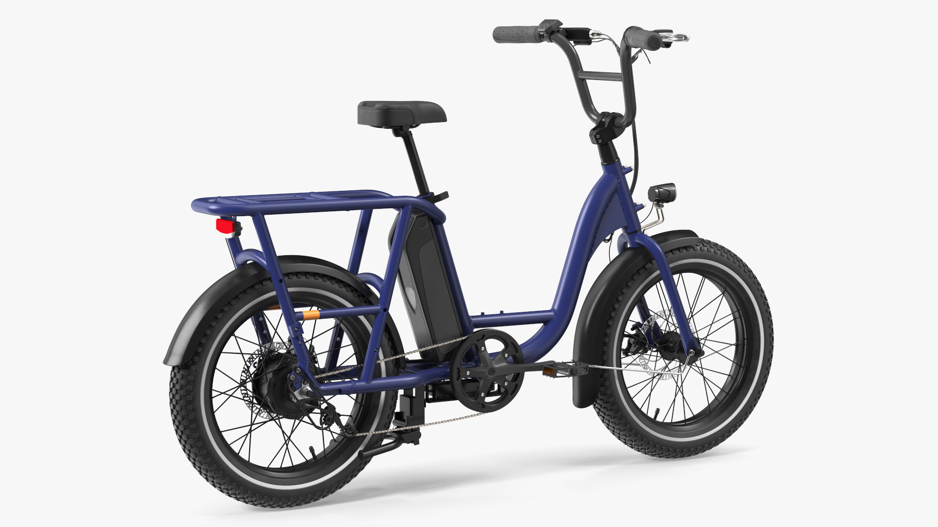 3D model Electric Cargo Bike Blue Rigged for Cinema 4D
