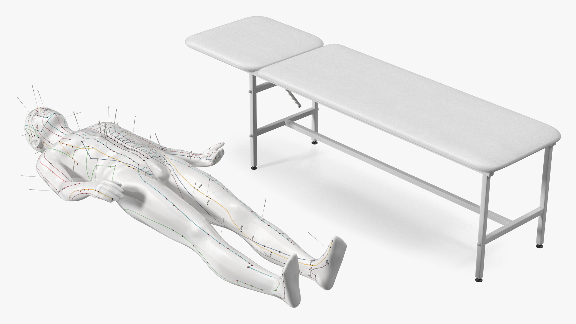 Male Acupuncture Mannequin on the Couch 3D model