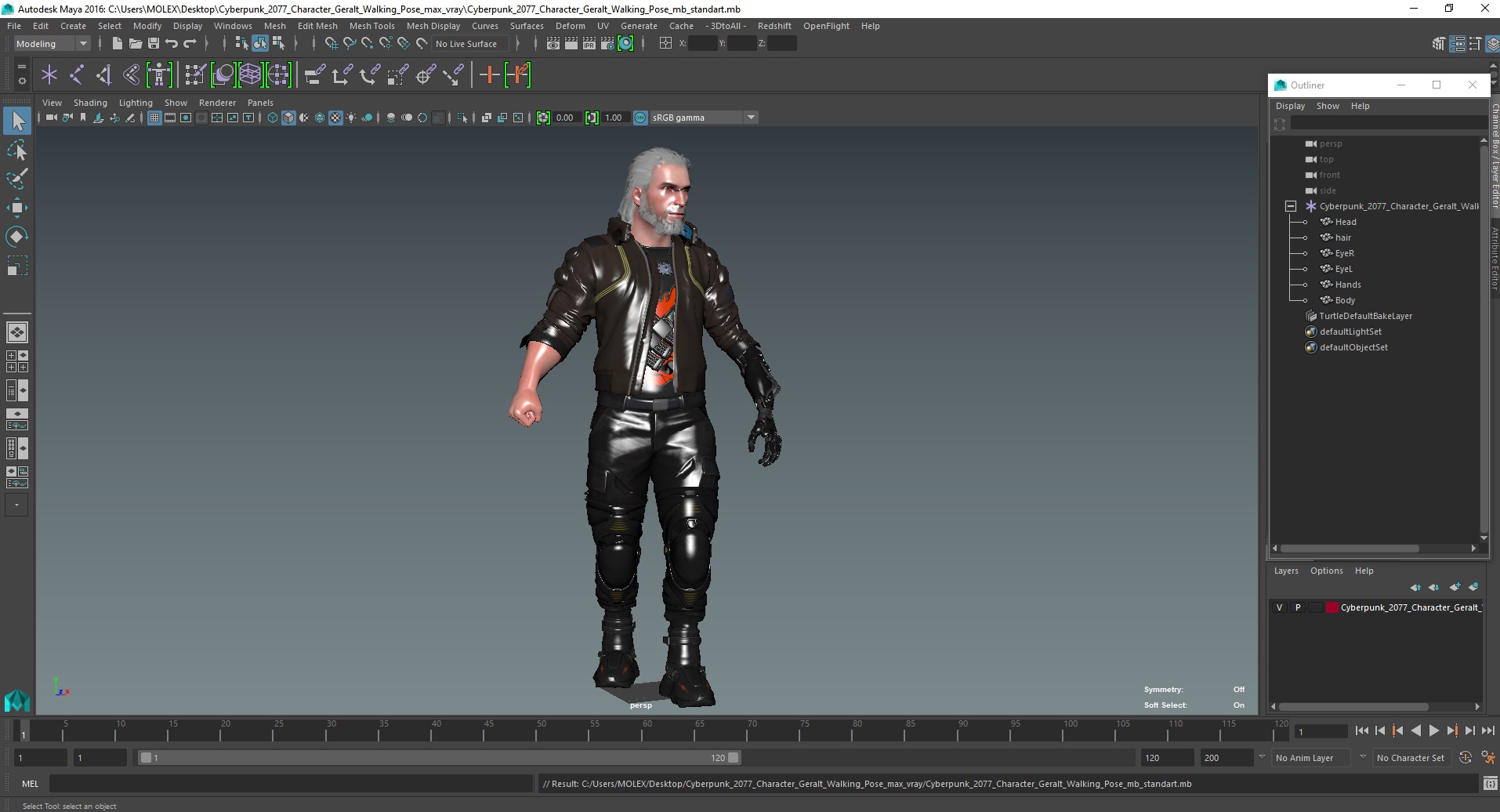 Cyberpunk 2077 Character Geralt Walking Pose 3D model