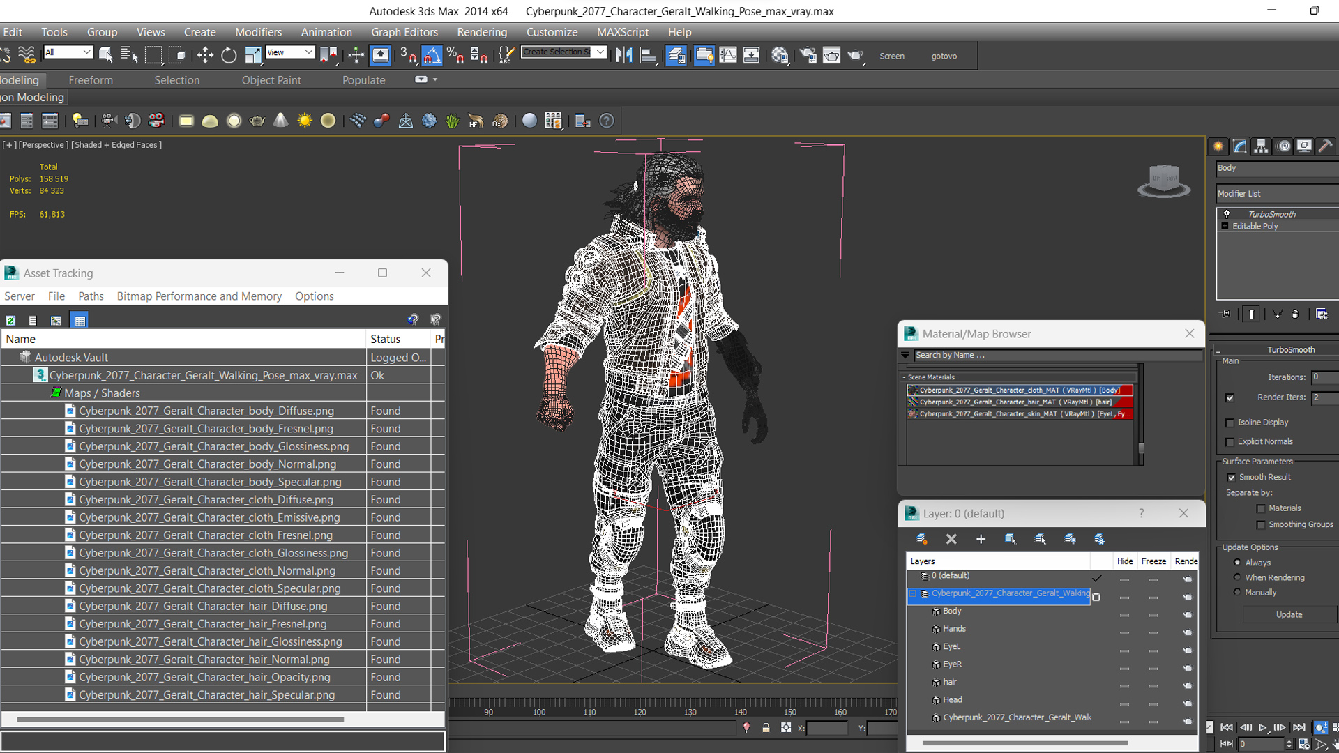 Cyberpunk 2077 Character Geralt Walking Pose 3D model