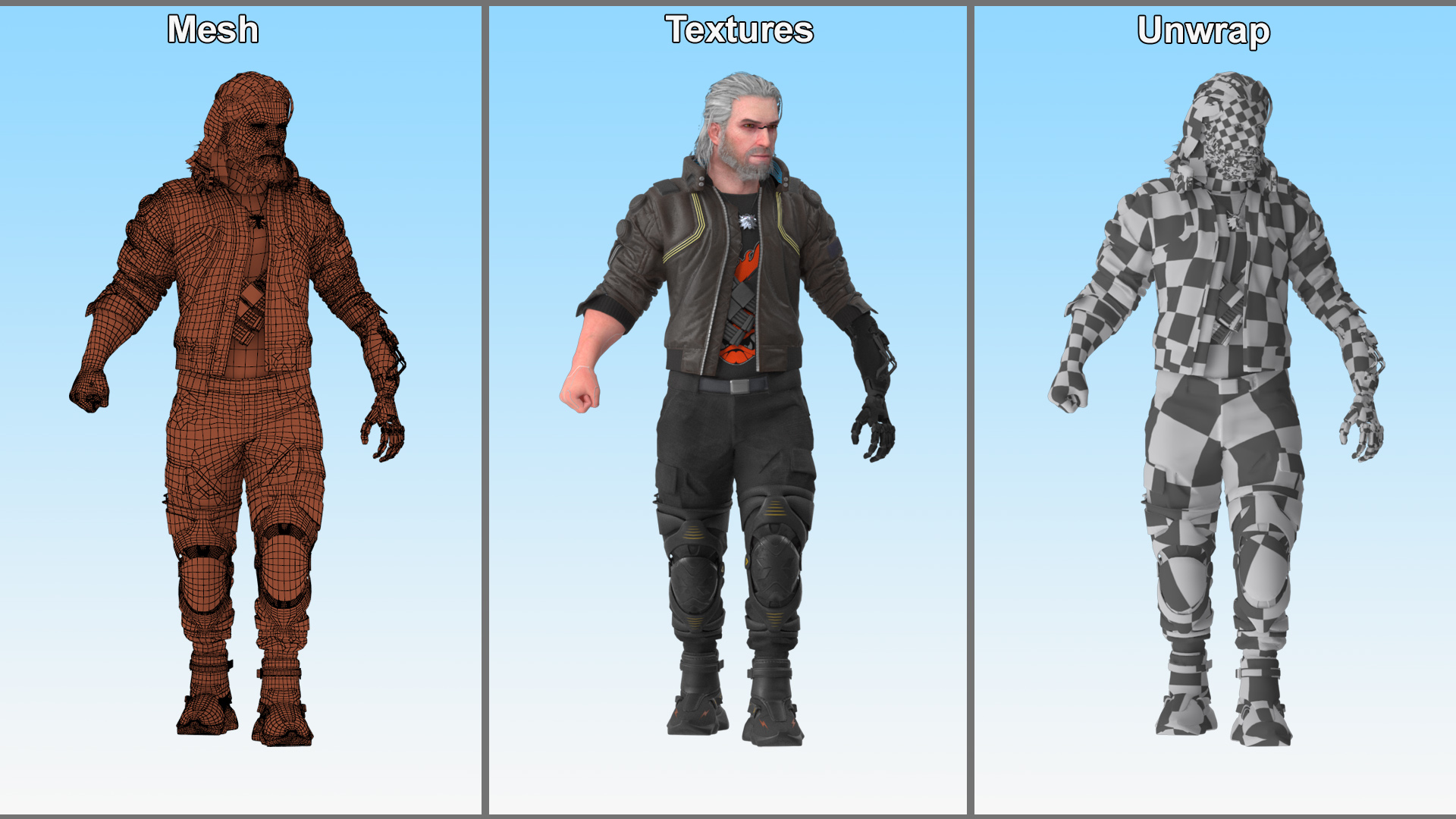 Cyberpunk 2077 Character Geralt Walking Pose 3D model