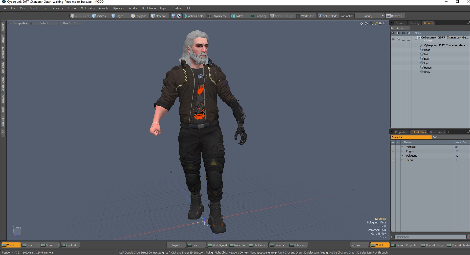 Cyberpunk 2077 Character Geralt Walking Pose 3D model