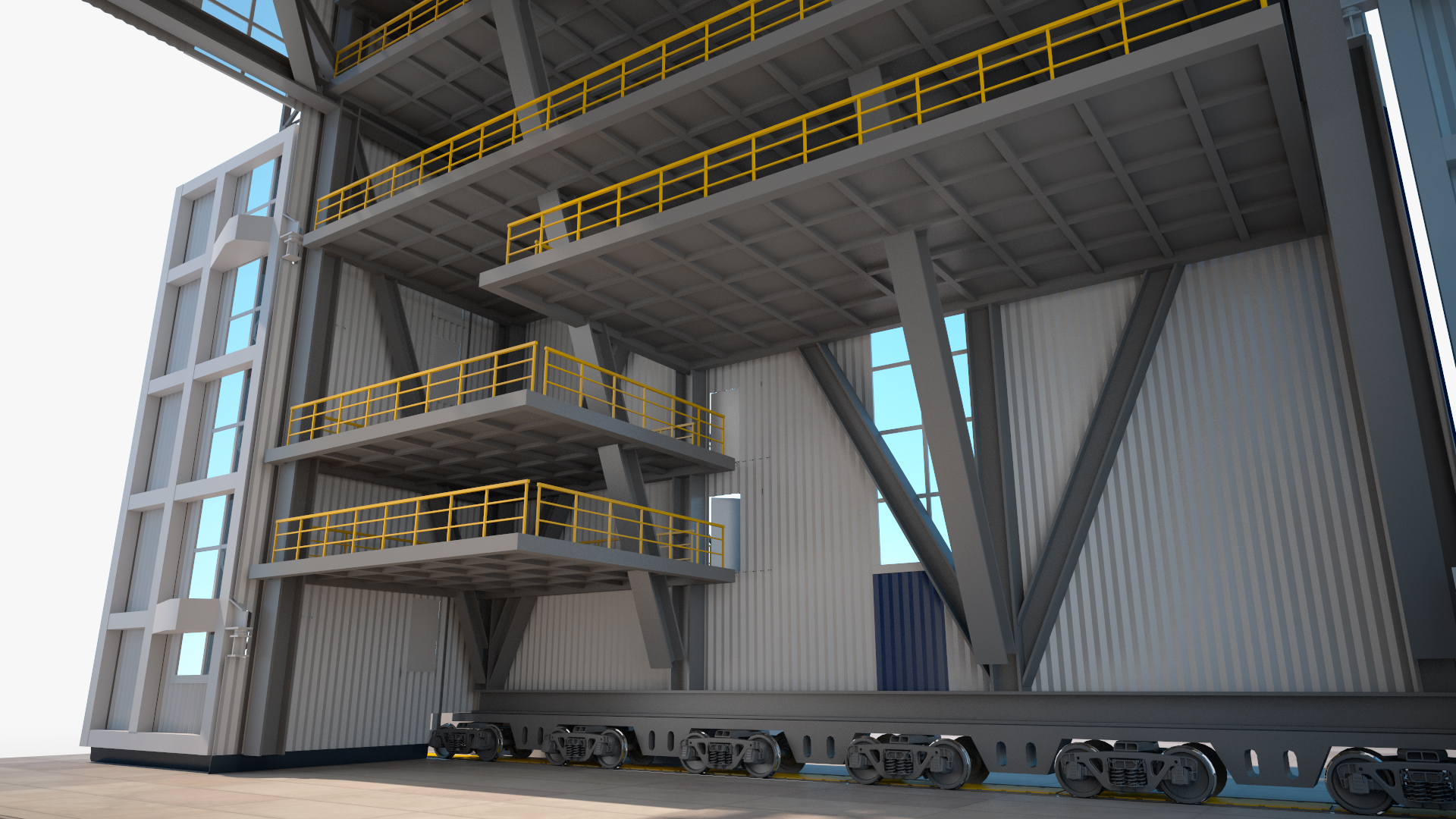 3D Vostochny Cosmodrome Spaceport with Soyuz 2 Orbital Vehicle Rigged
