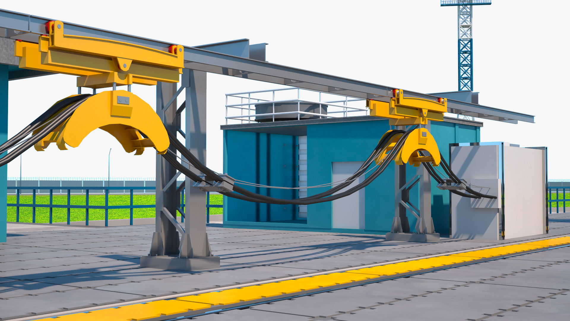 3D Vostochny Cosmodrome Spaceport with Soyuz 2 Orbital Vehicle Rigged
