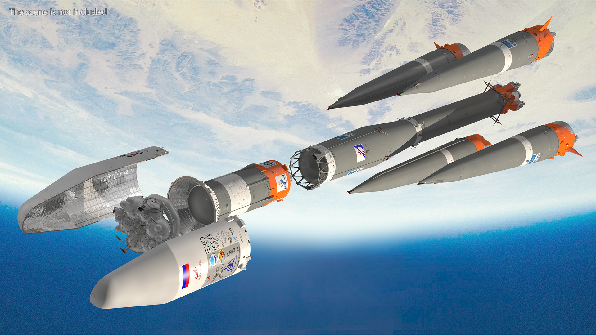 3D Vostochny Cosmodrome Spaceport with Soyuz 2 Orbital Vehicle Rigged