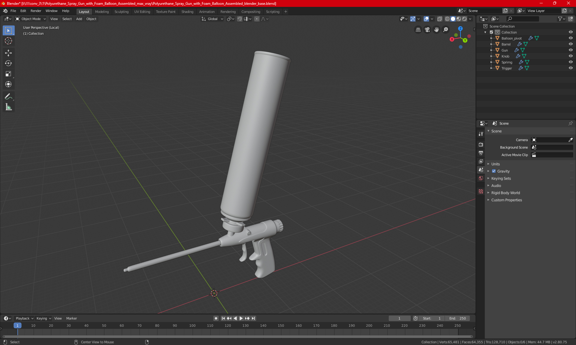 3D model Polyurethane Spray Gun with Foam Balloon Assembled