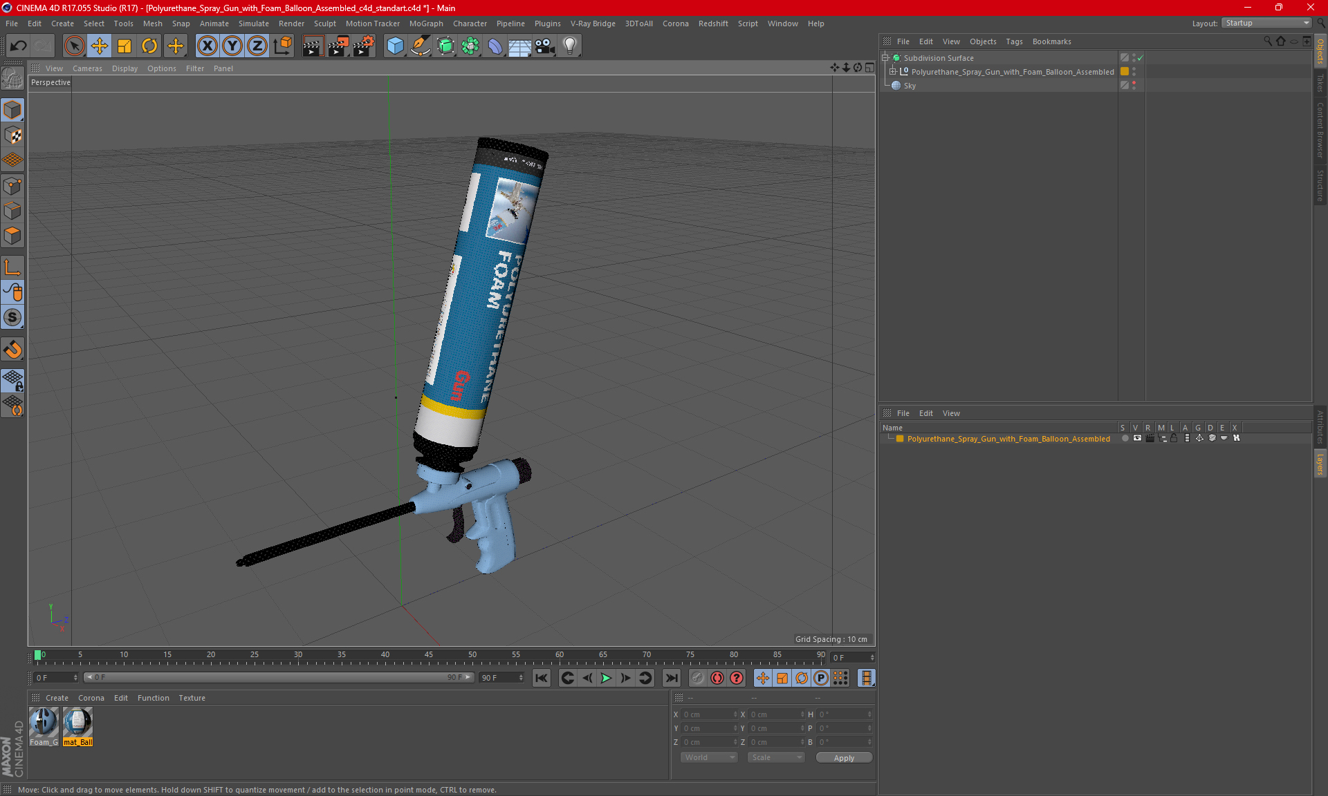 3D model Polyurethane Spray Gun with Foam Balloon Assembled