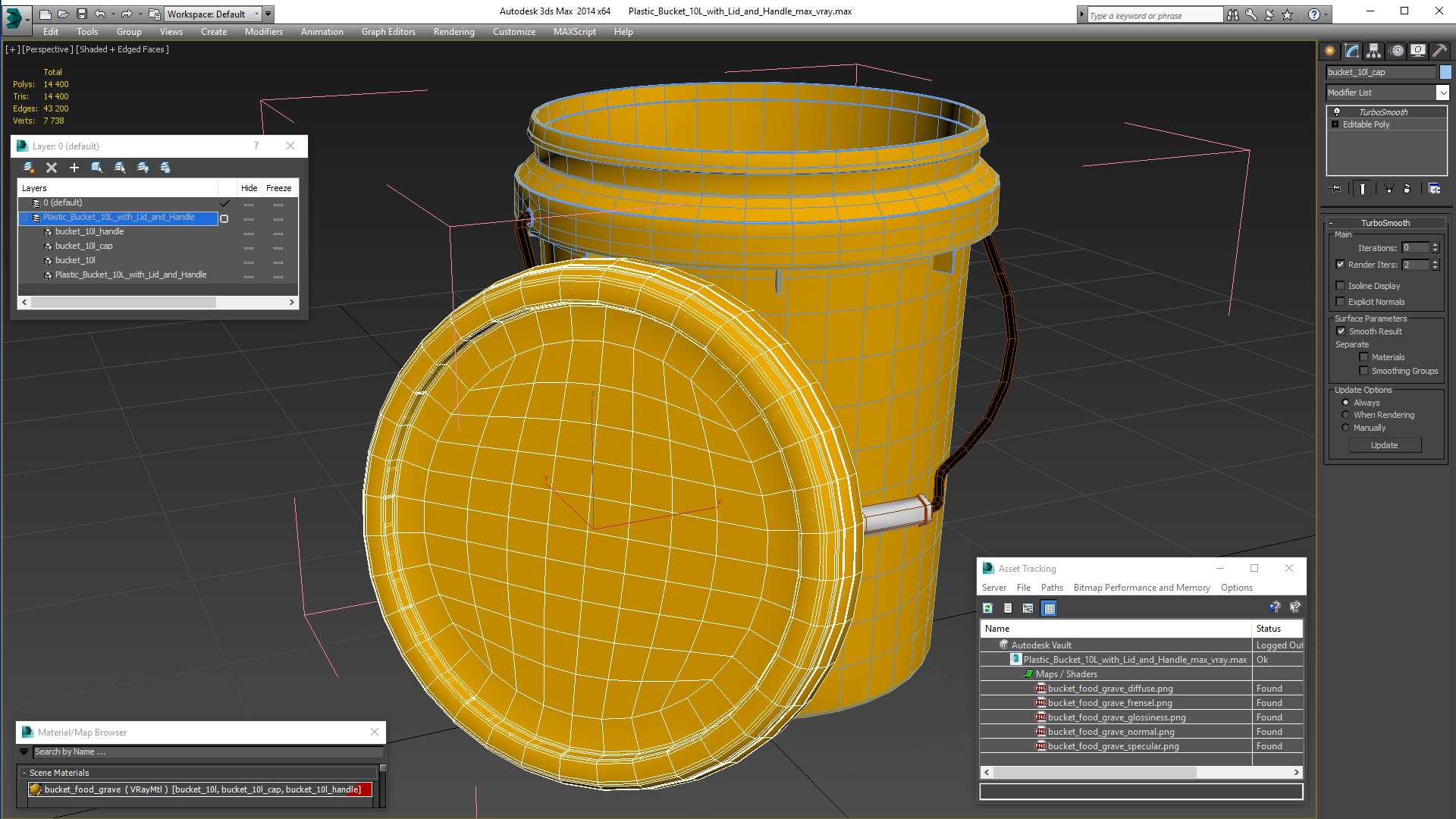 3D Plastic Bucket 10L with Lid and Handle model
