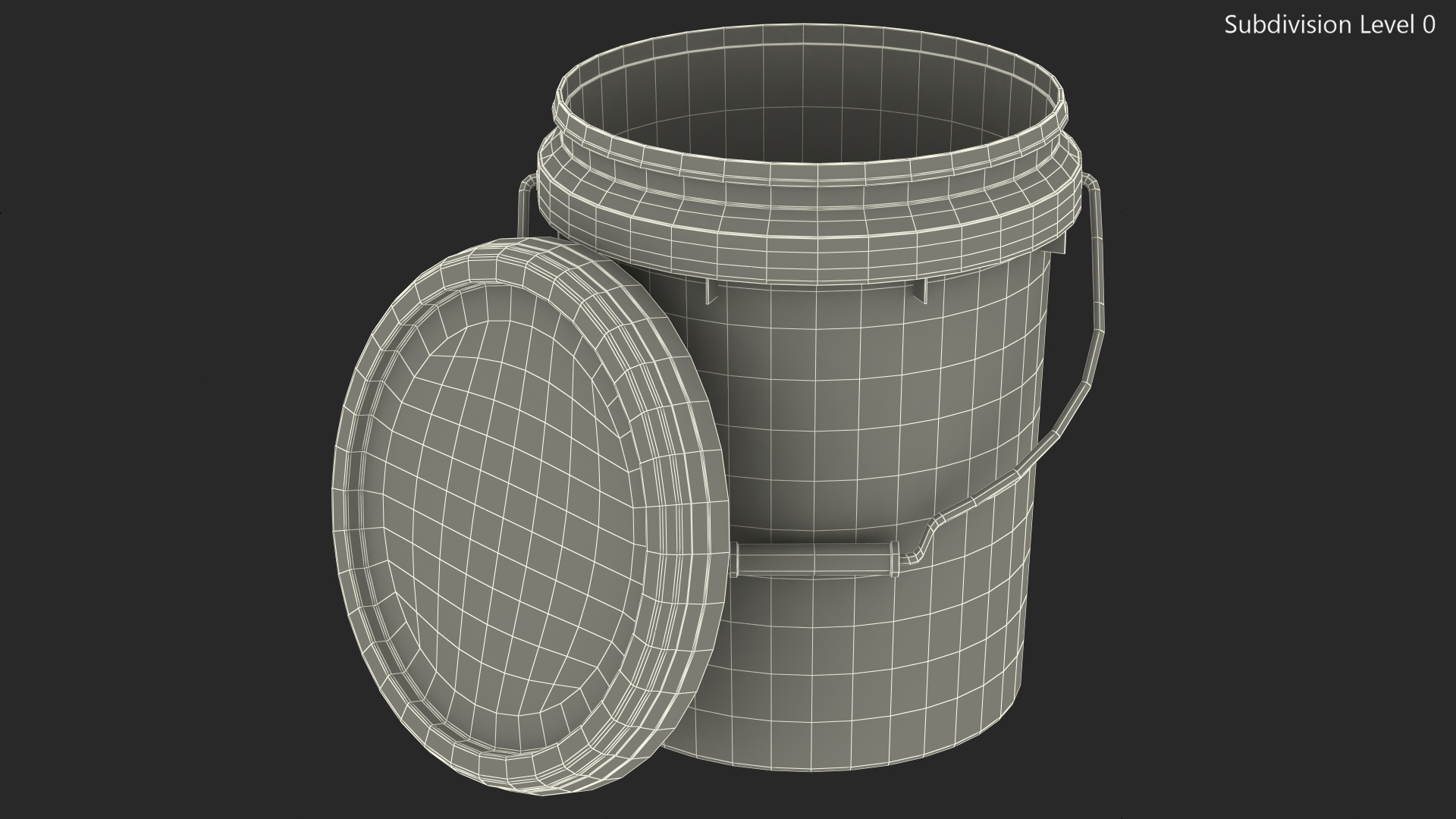 3D Plastic Bucket 10L with Lid and Handle model
