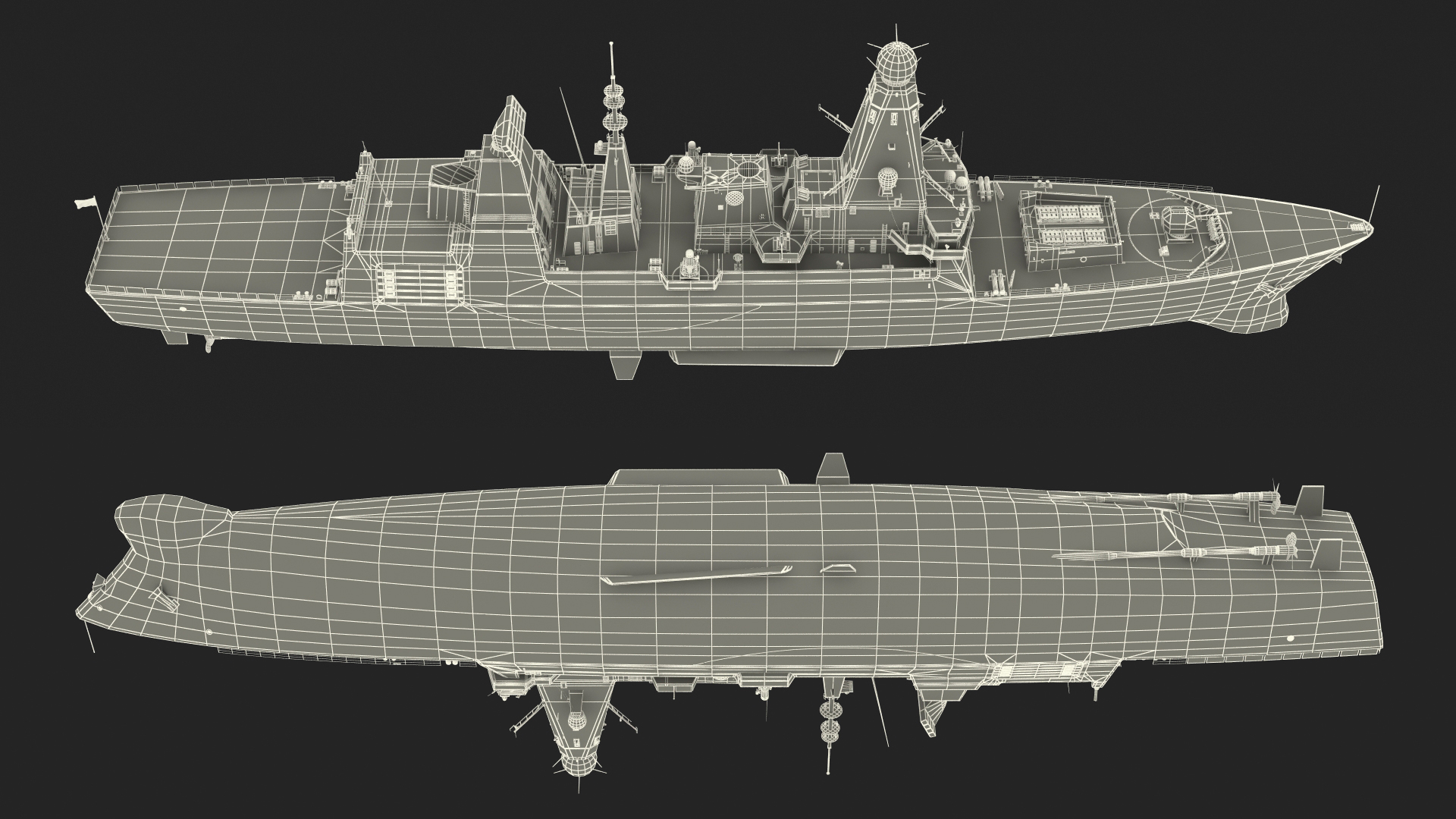 3D model Royal Navy Type 45 Destroyer Rigged