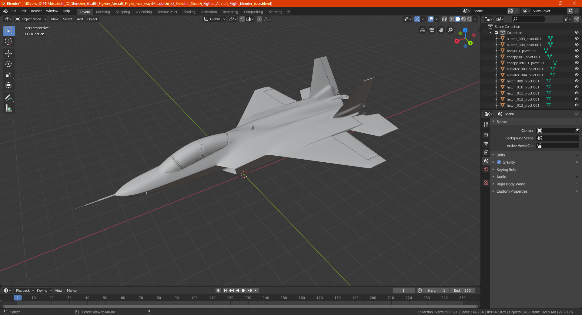 Mitsubishi X2 Shinshin Stealth Fighter Aircraft Flight 3D model