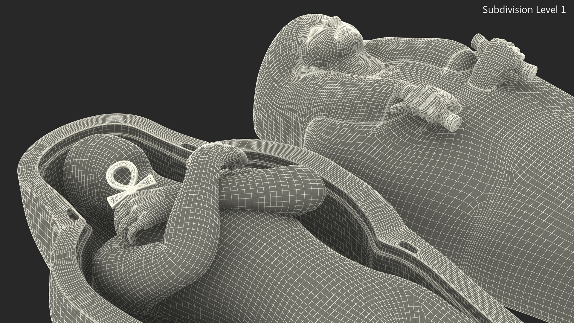 3D Sarcophagus and Mummy with Ankh