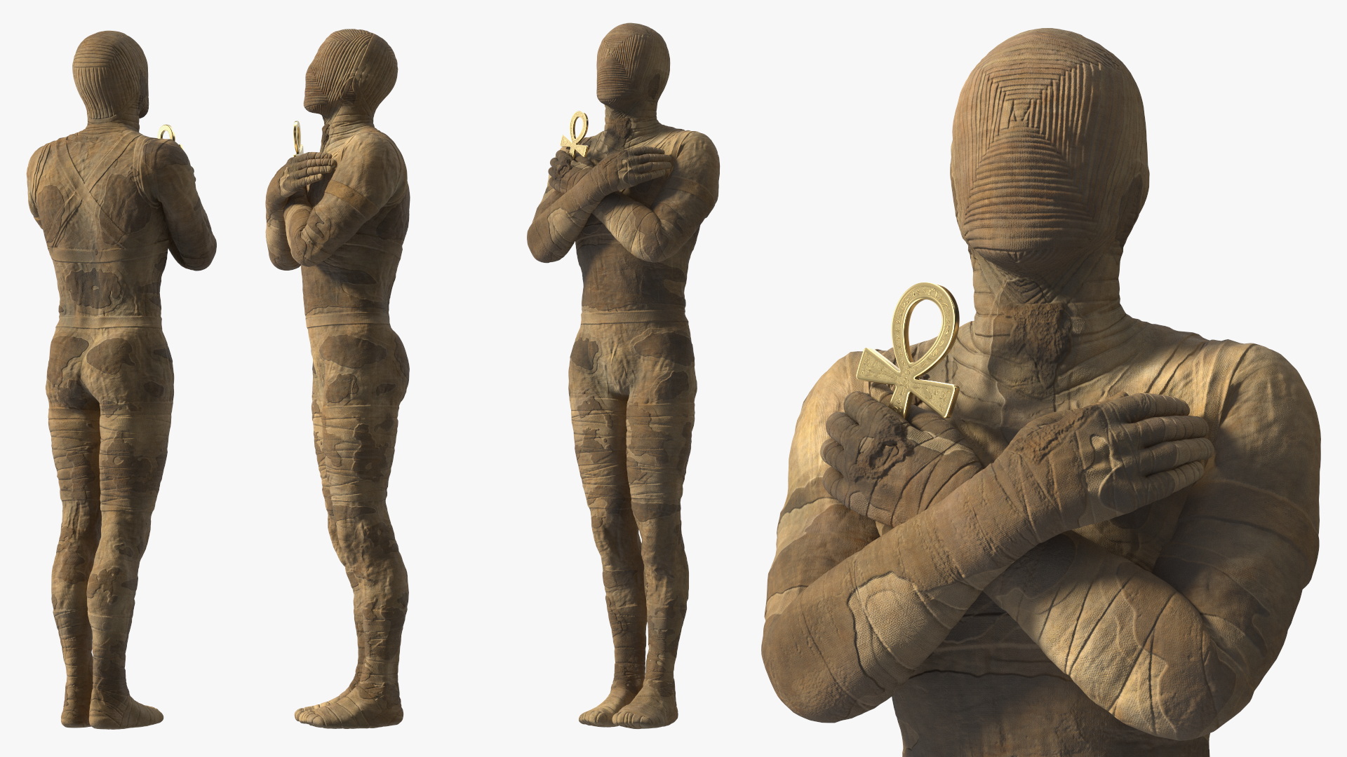 3D Sarcophagus and Mummy with Ankh