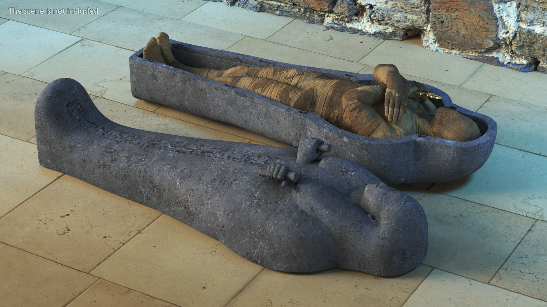 3D Sarcophagus and Mummy with Ankh