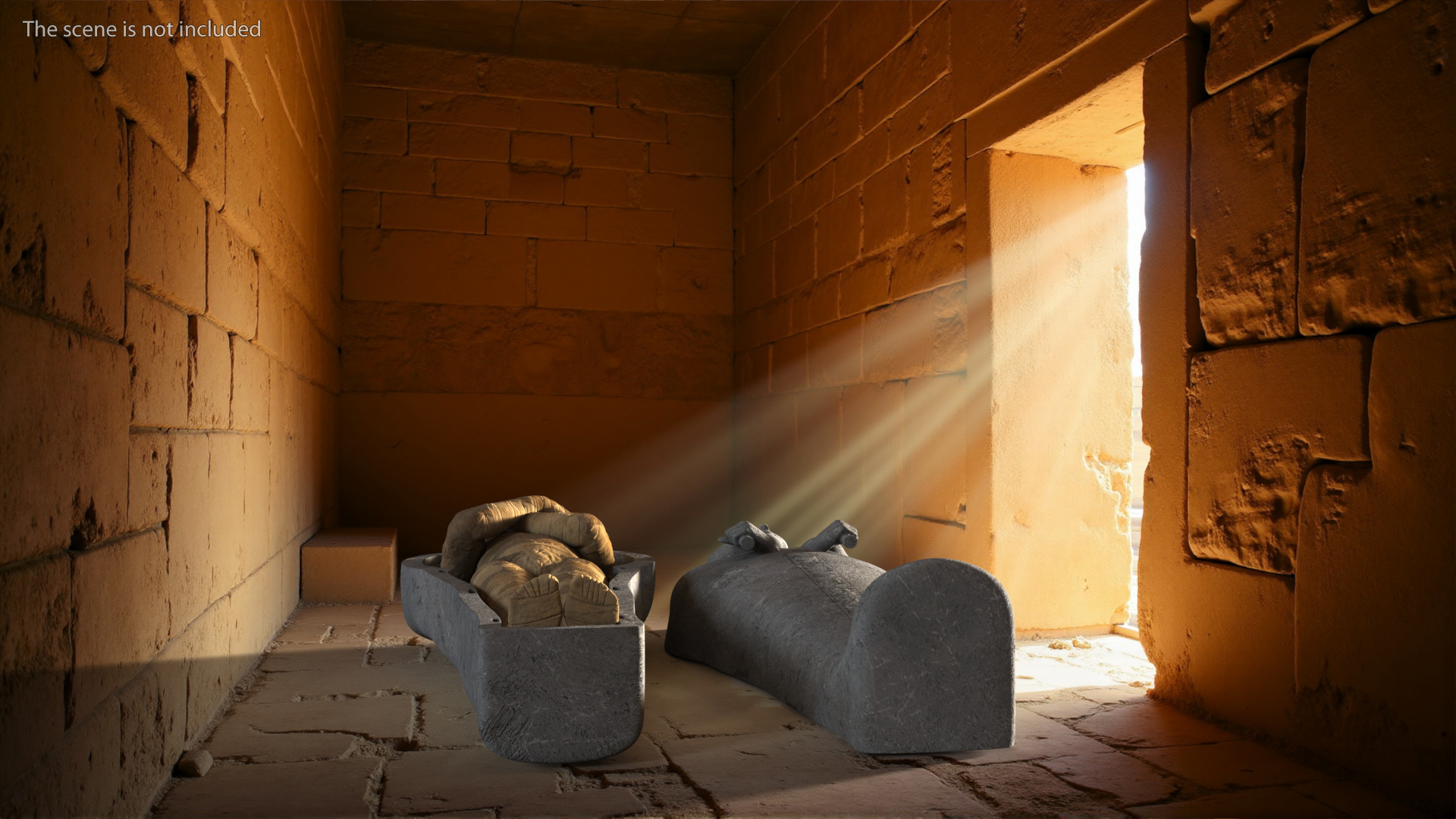 3D Sarcophagus and Mummy with Ankh