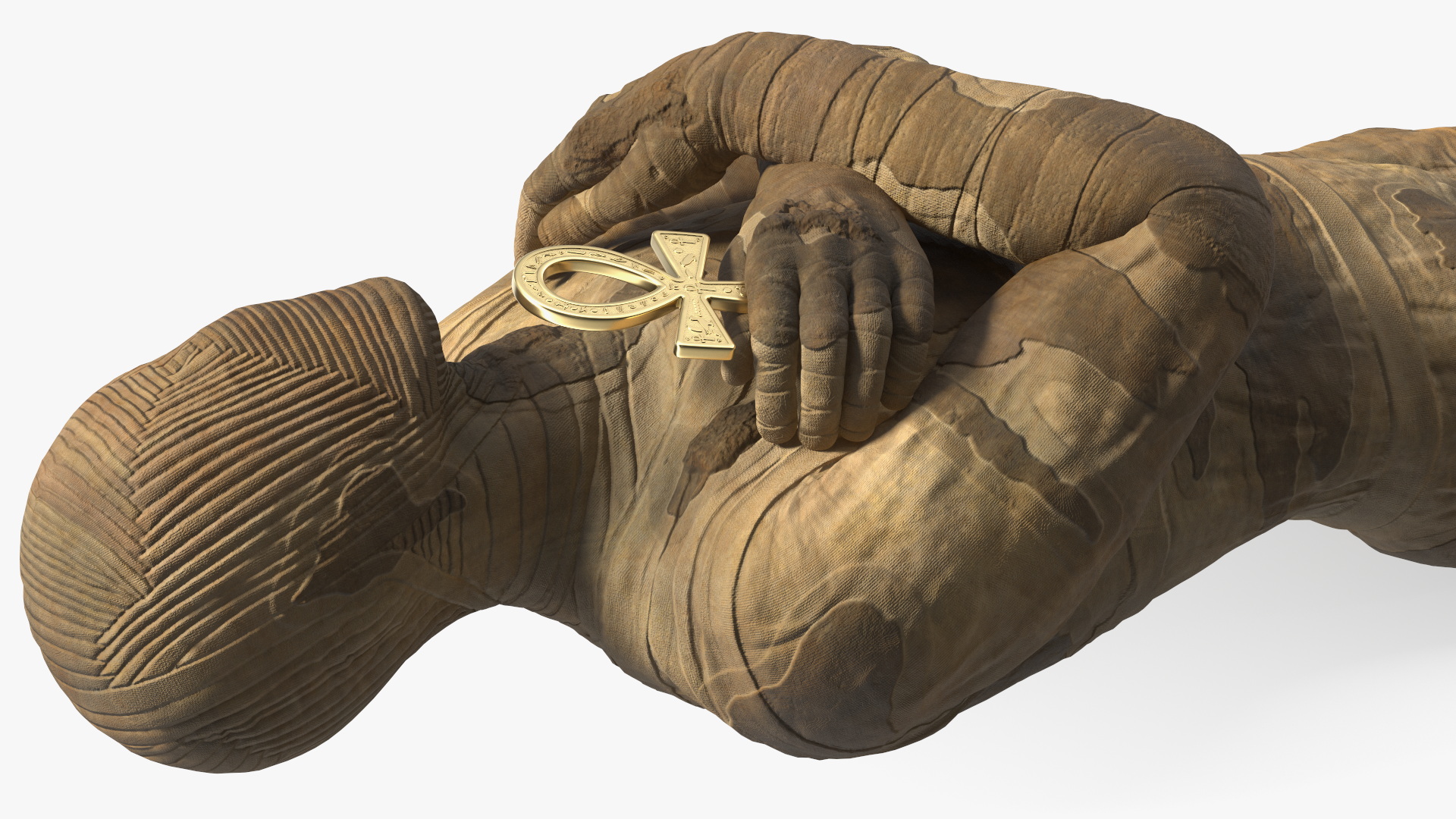 3D Sarcophagus and Mummy with Ankh