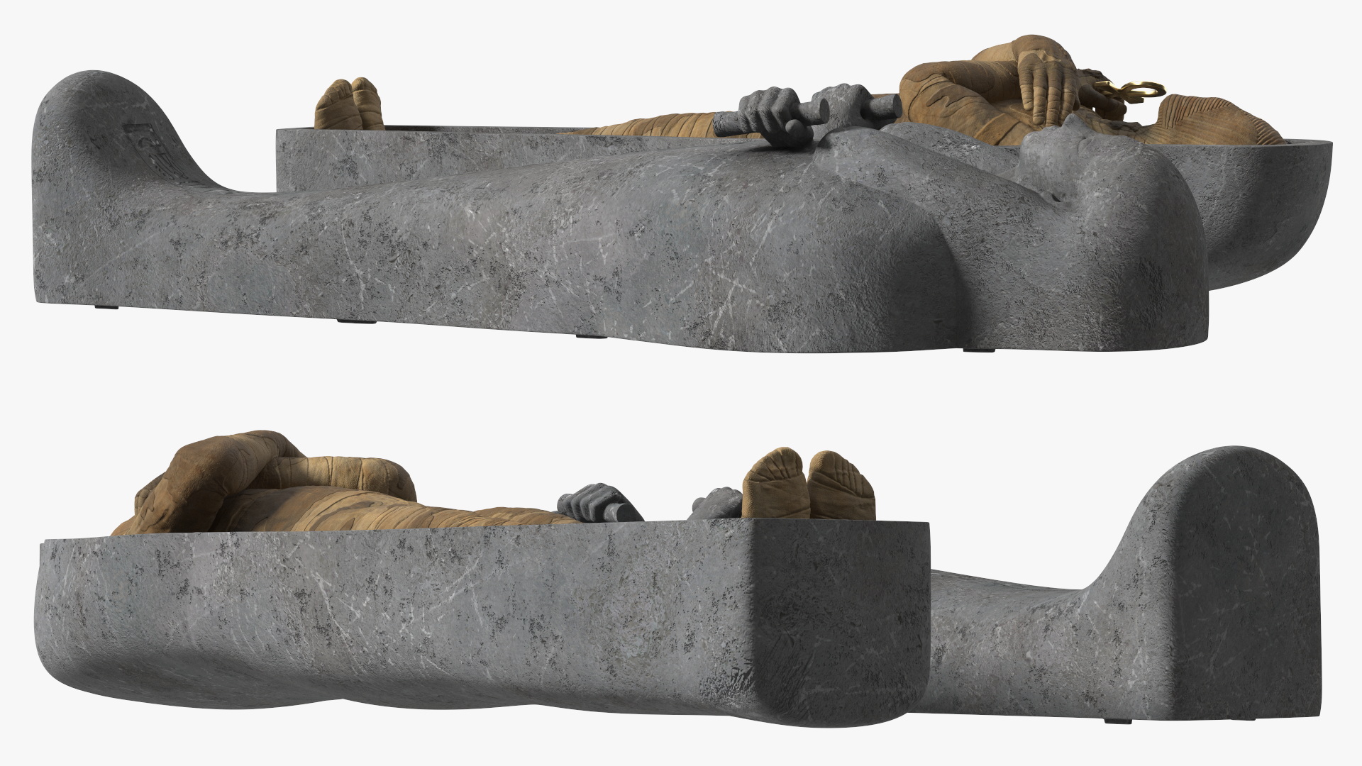 3D Sarcophagus and Mummy with Ankh