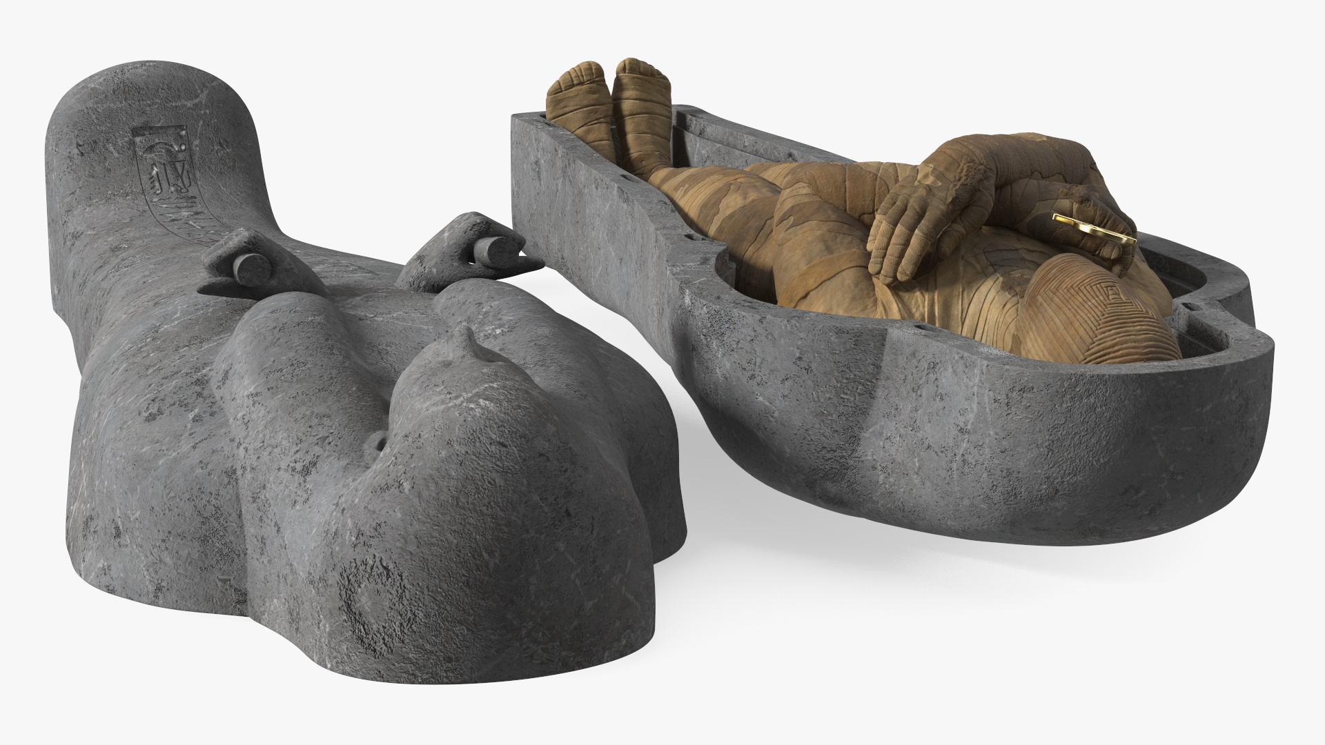 3D Sarcophagus and Mummy with Ankh