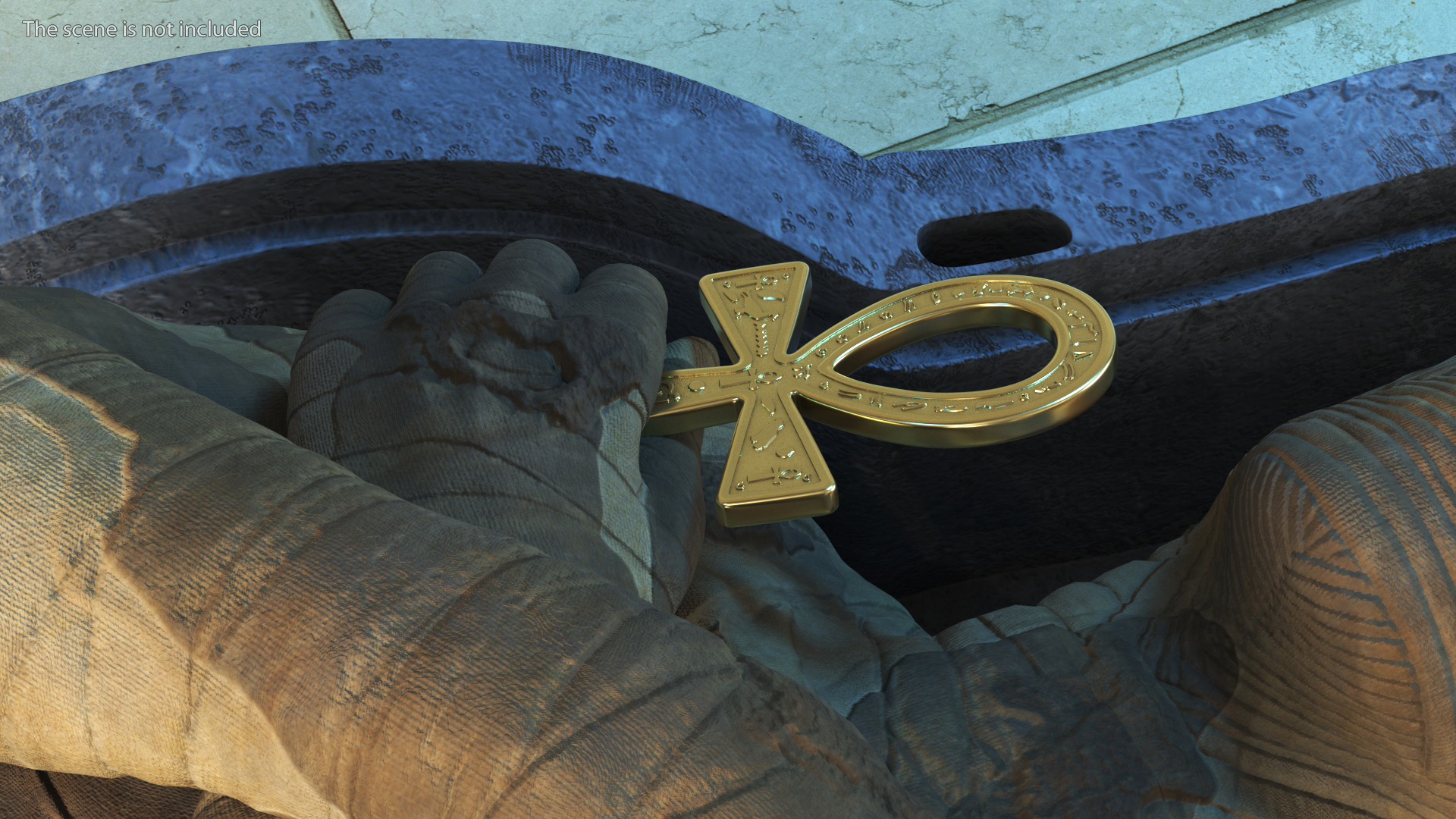 3D Sarcophagus and Mummy with Ankh