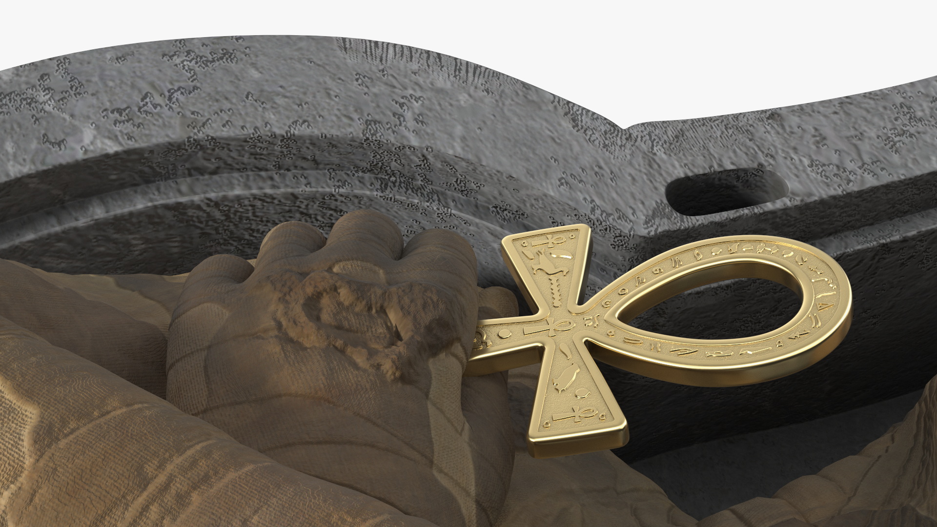 3D Sarcophagus and Mummy with Ankh