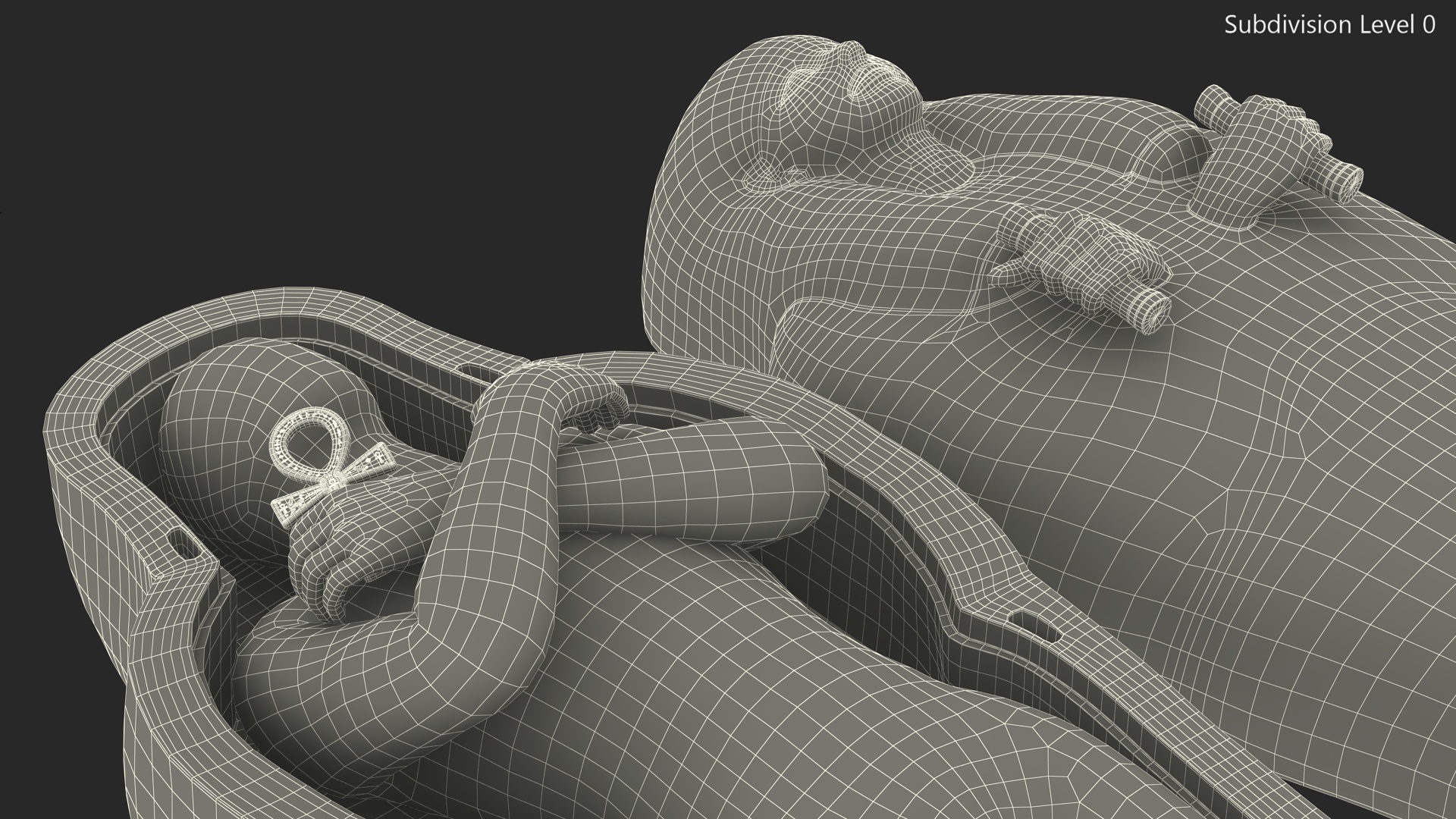 3D Sarcophagus and Mummy with Ankh