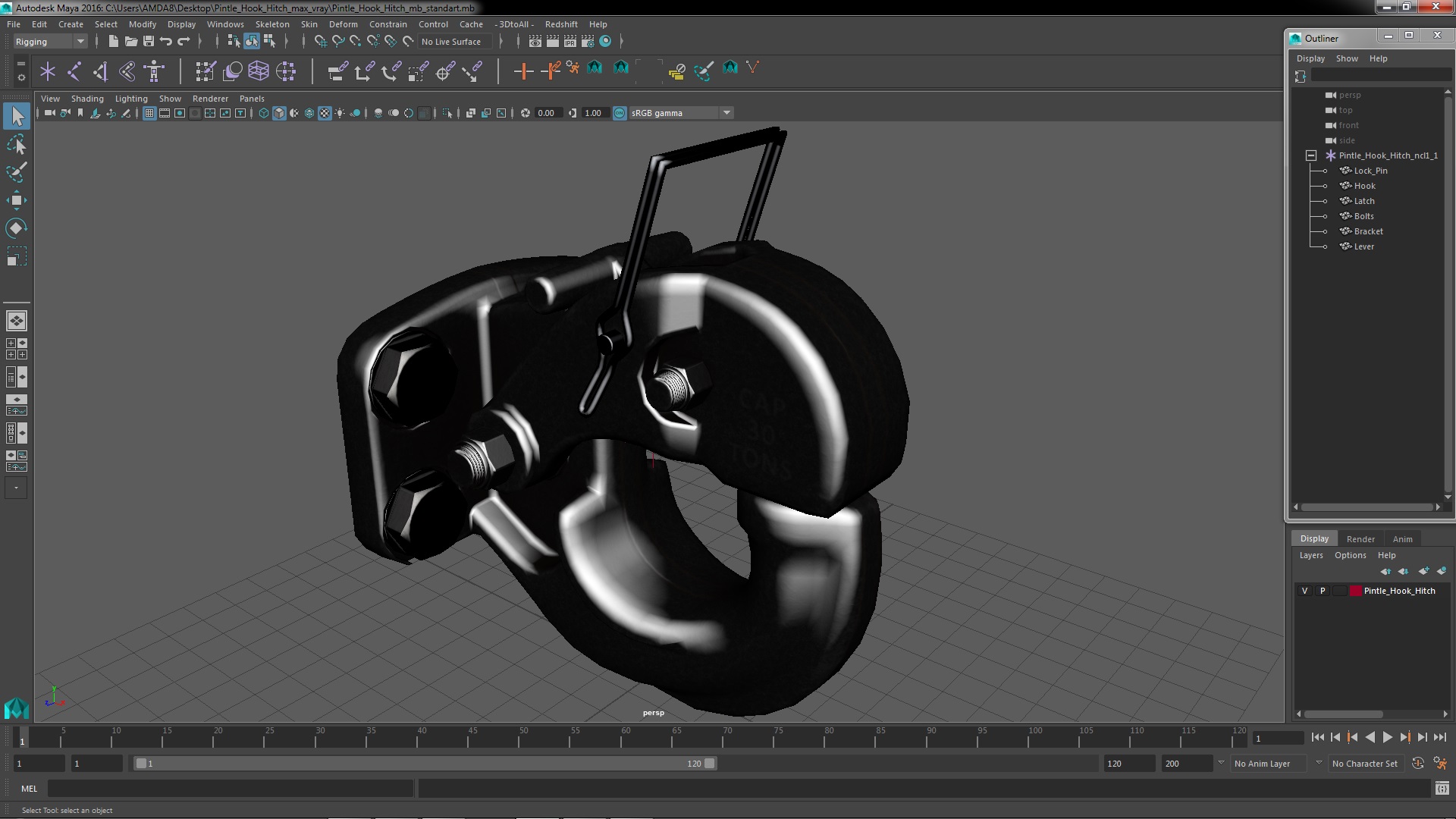 Pintle Hook Hitch 3D