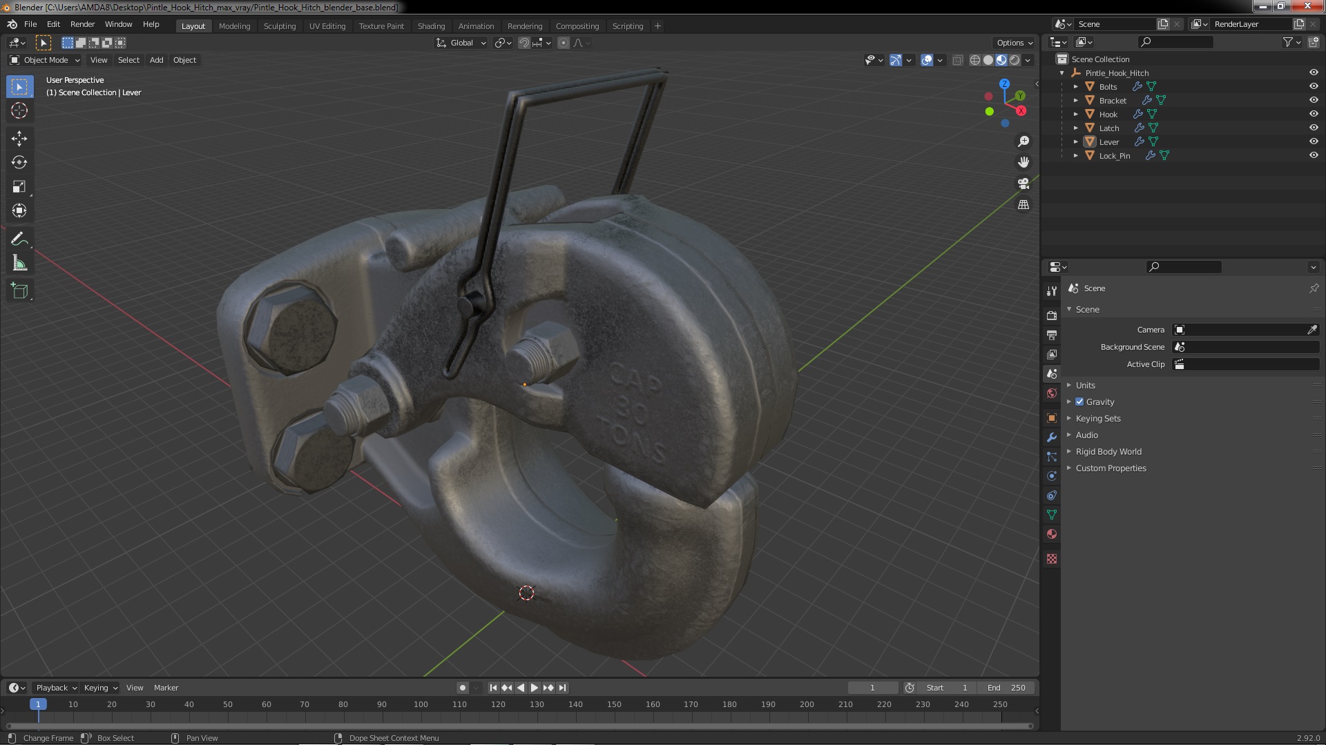Pintle Hook Hitch 3D