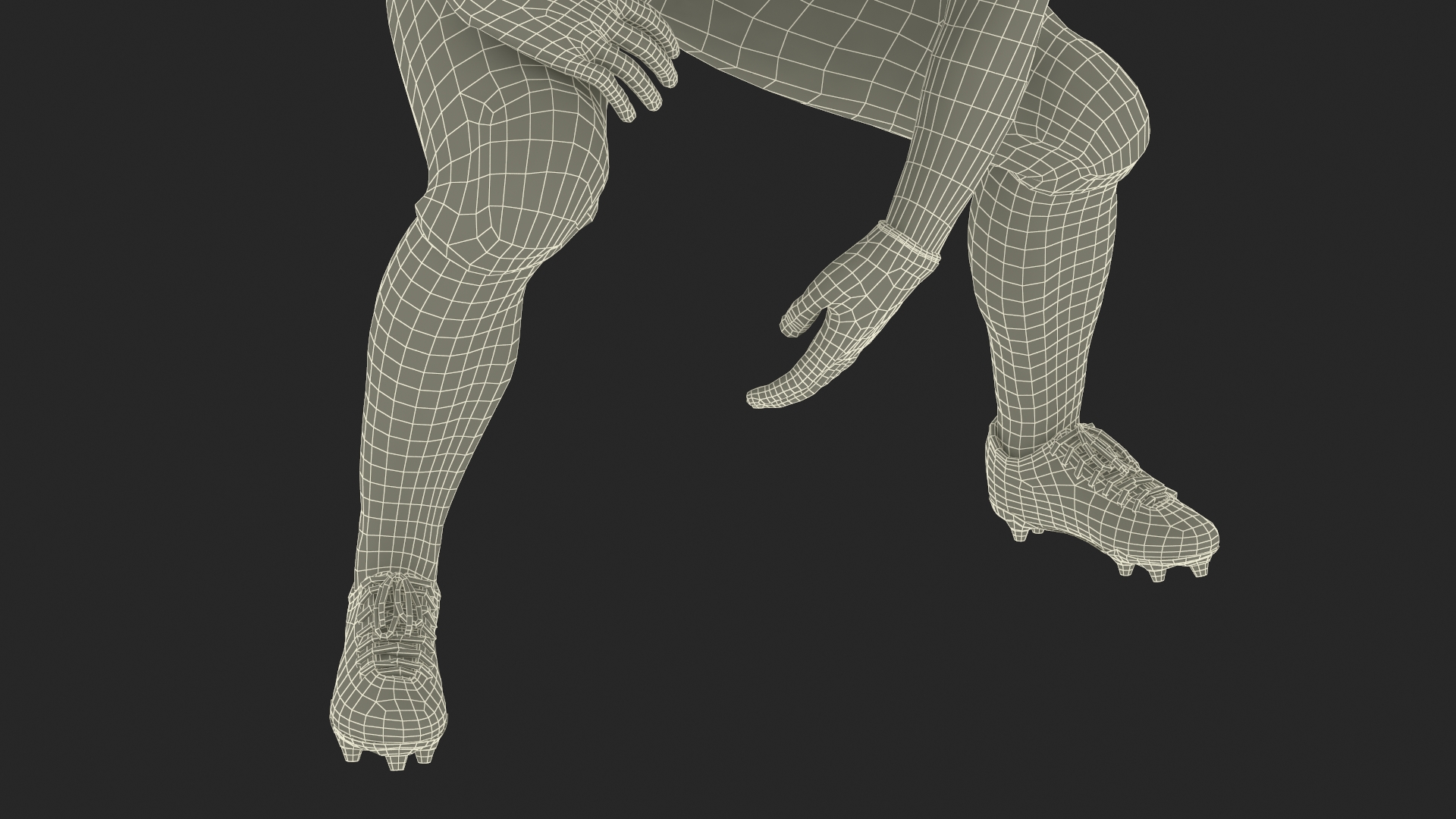 3D Crouching American Football Player Black Uniform model
