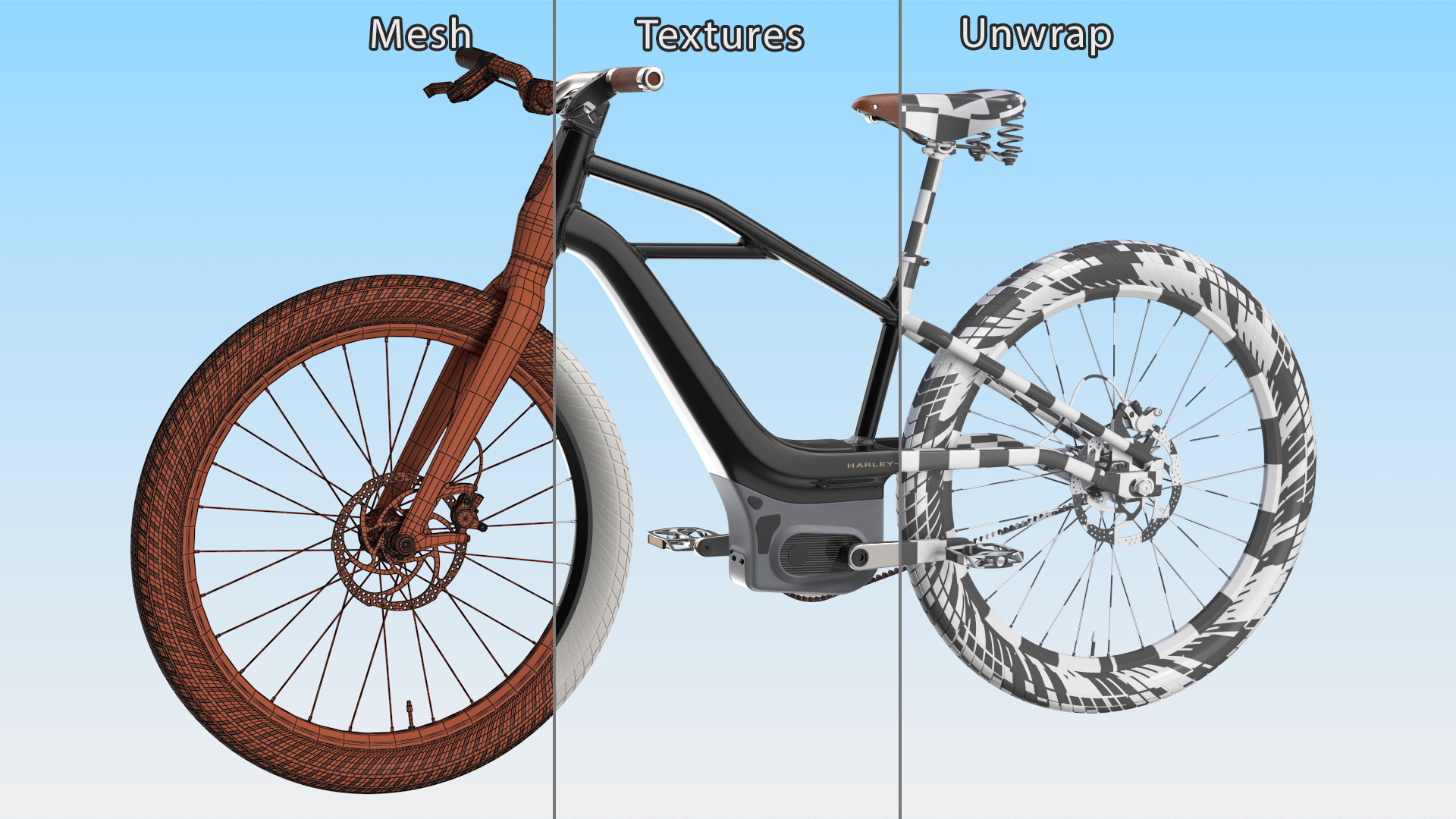 3D Electric Bike Harley Davidson Rigged