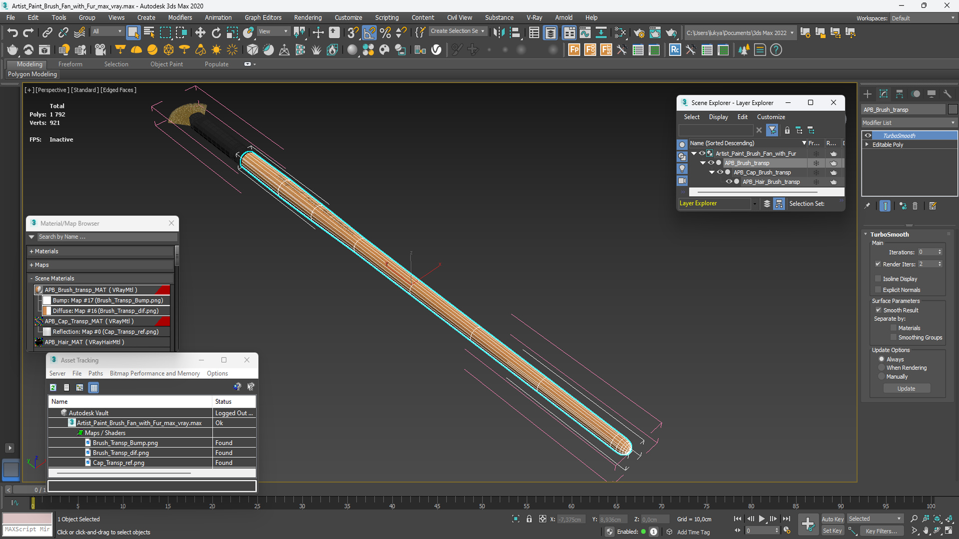 3D Artist Paint Brush Fan with Fur