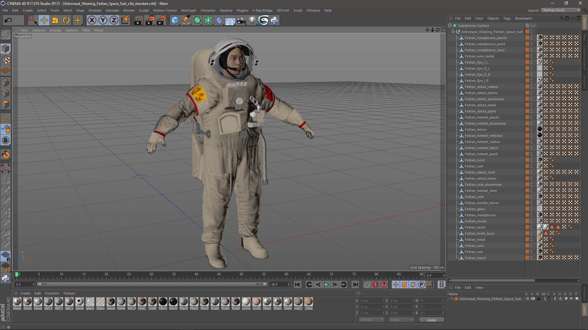 3D Astronaut Wearing Feitian Space Suit