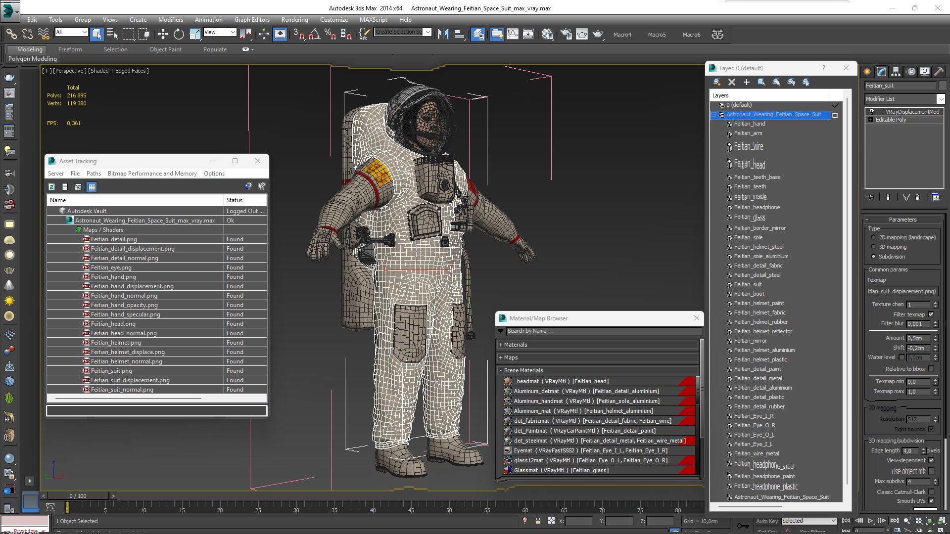 3D Astronaut Wearing Feitian Space Suit