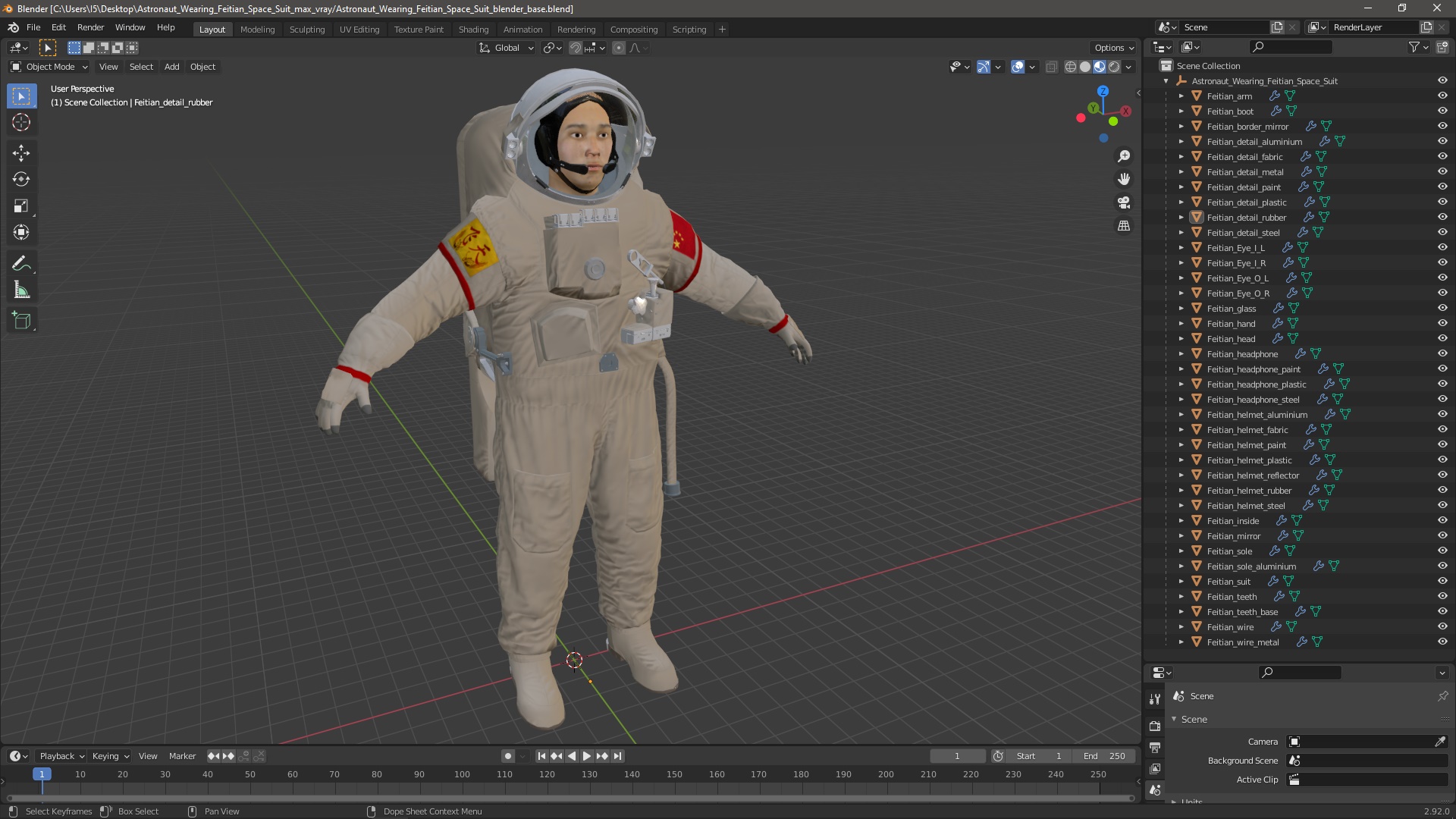3D Astronaut Wearing Feitian Space Suit