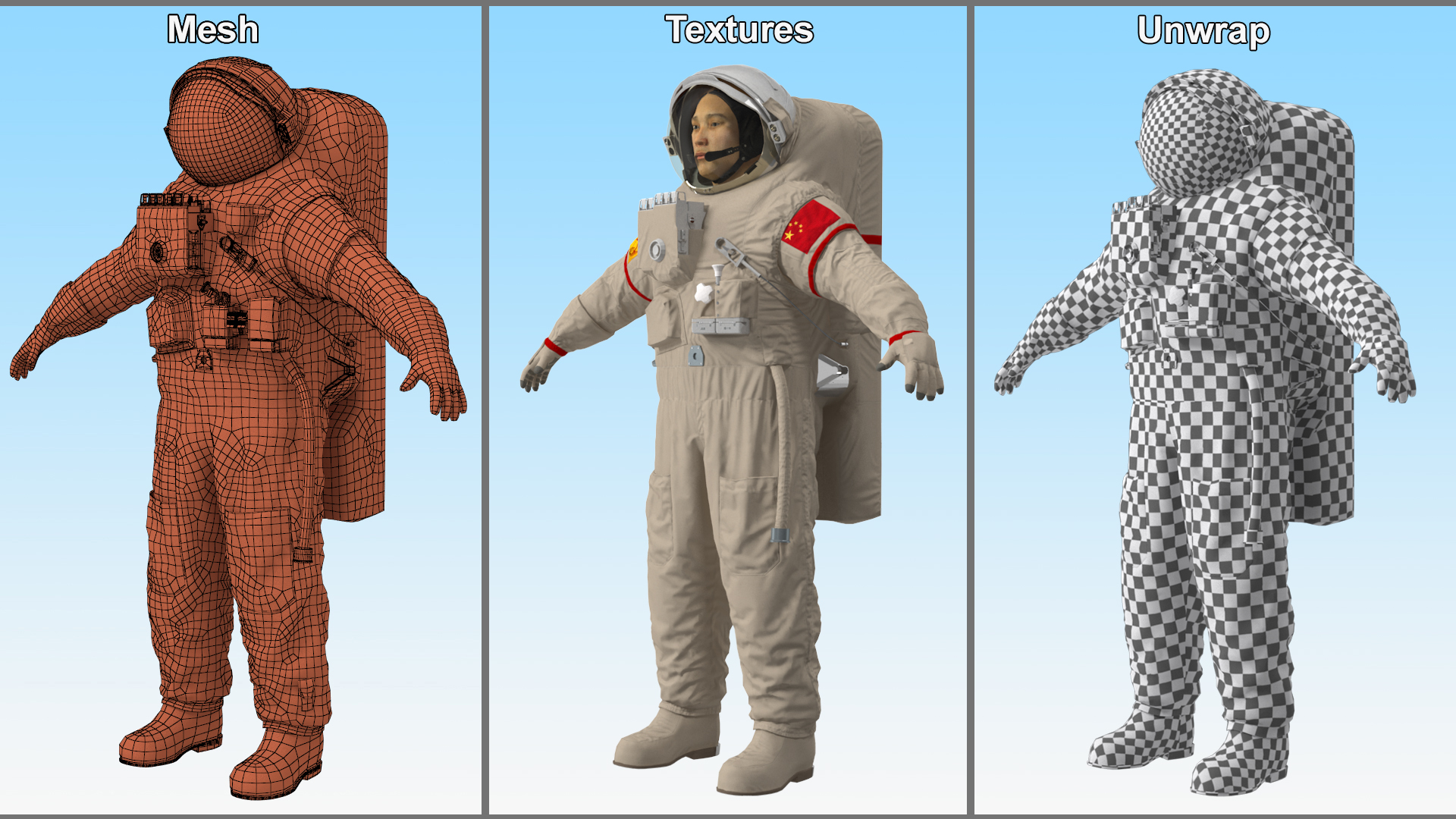 3D Astronaut Wearing Feitian Space Suit